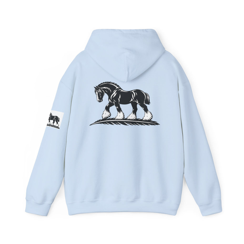 Elegant Shire Horse Silhouette Hoodie — Black Equestrian Graphic Sweatshirt