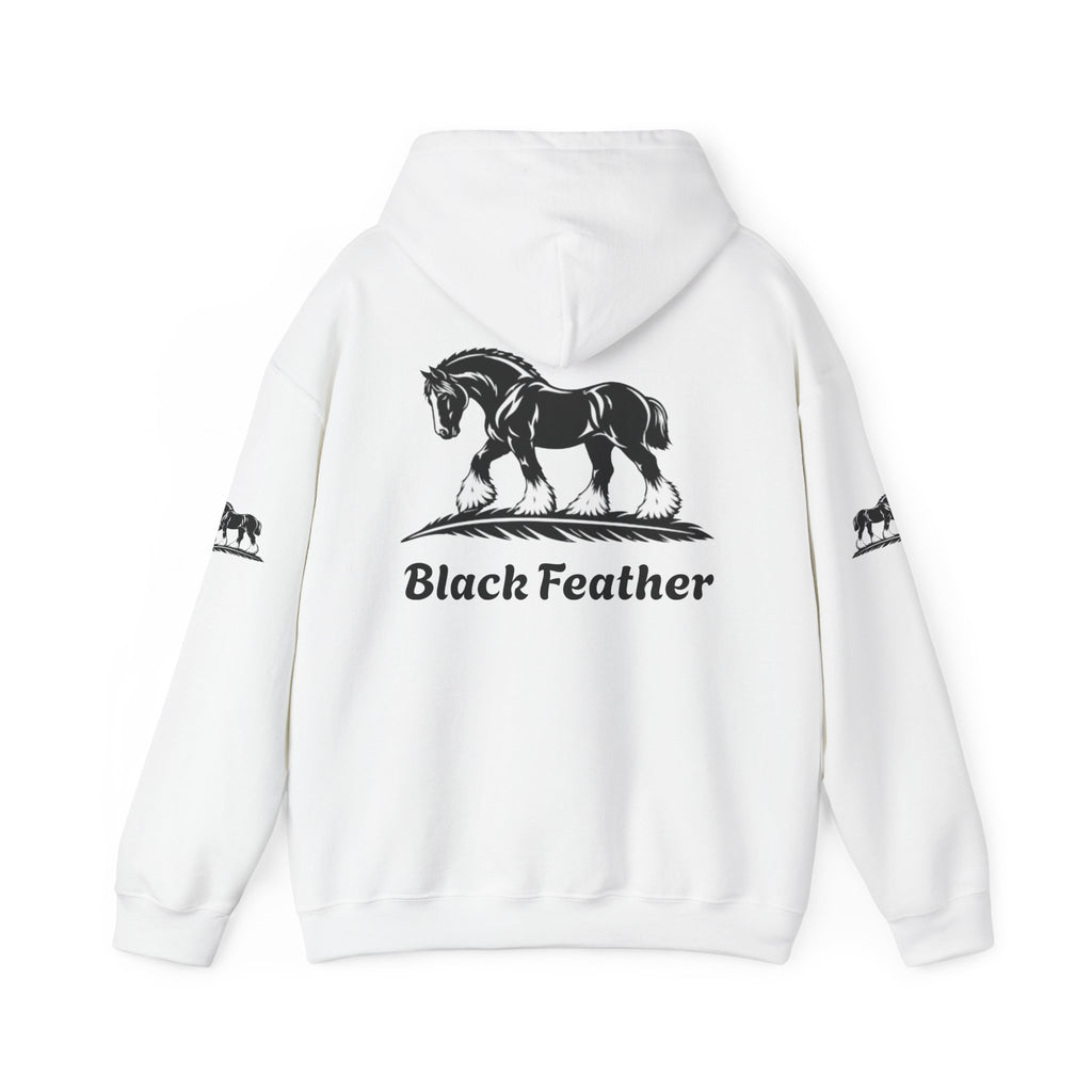 Black Feather Horse Hoodie — Equestrian Graphic Sweatshirt