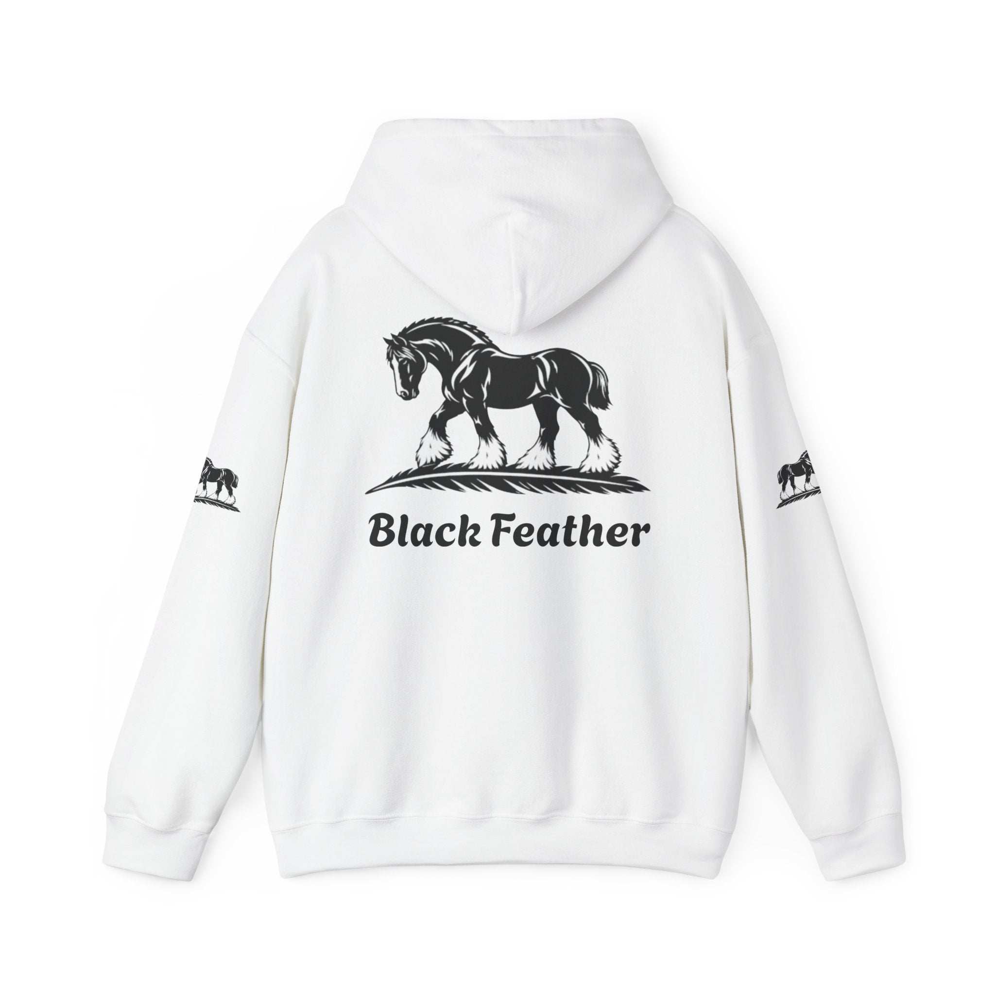 Black Feather Horse Hoodie — Equestrian Graphic Sweatshirt
