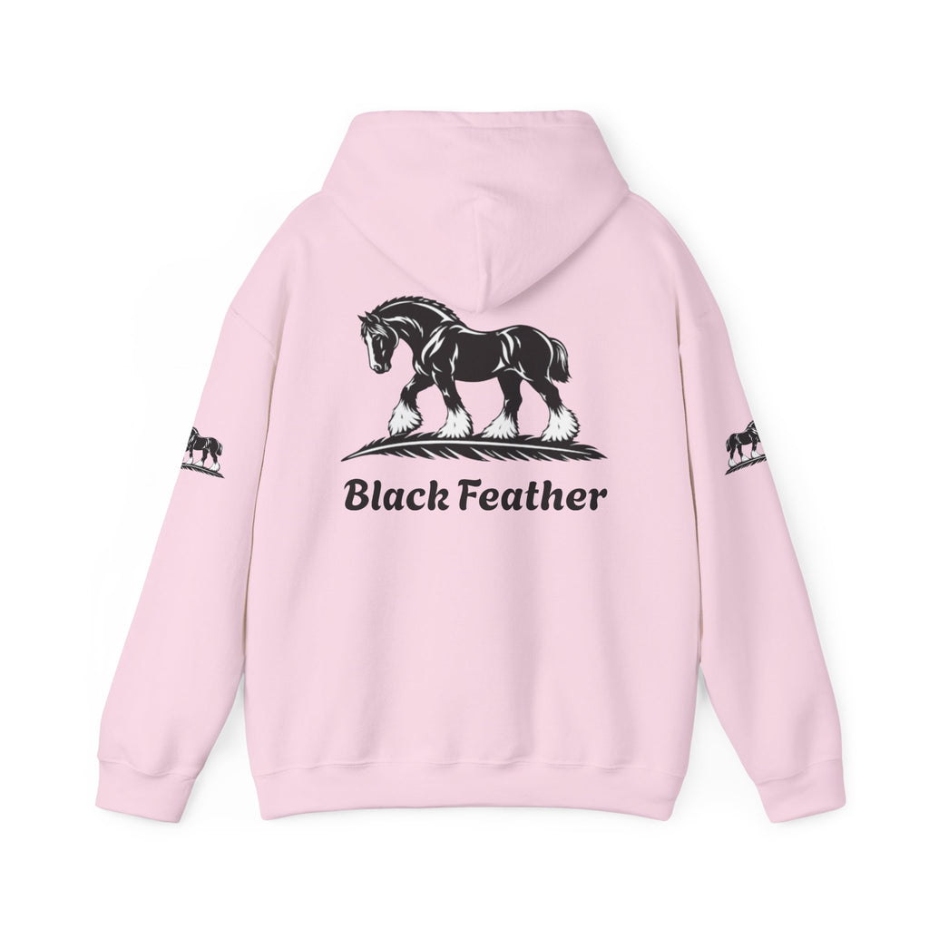 Black Feather Horse Hoodie — Equestrian Graphic Sweatshirt