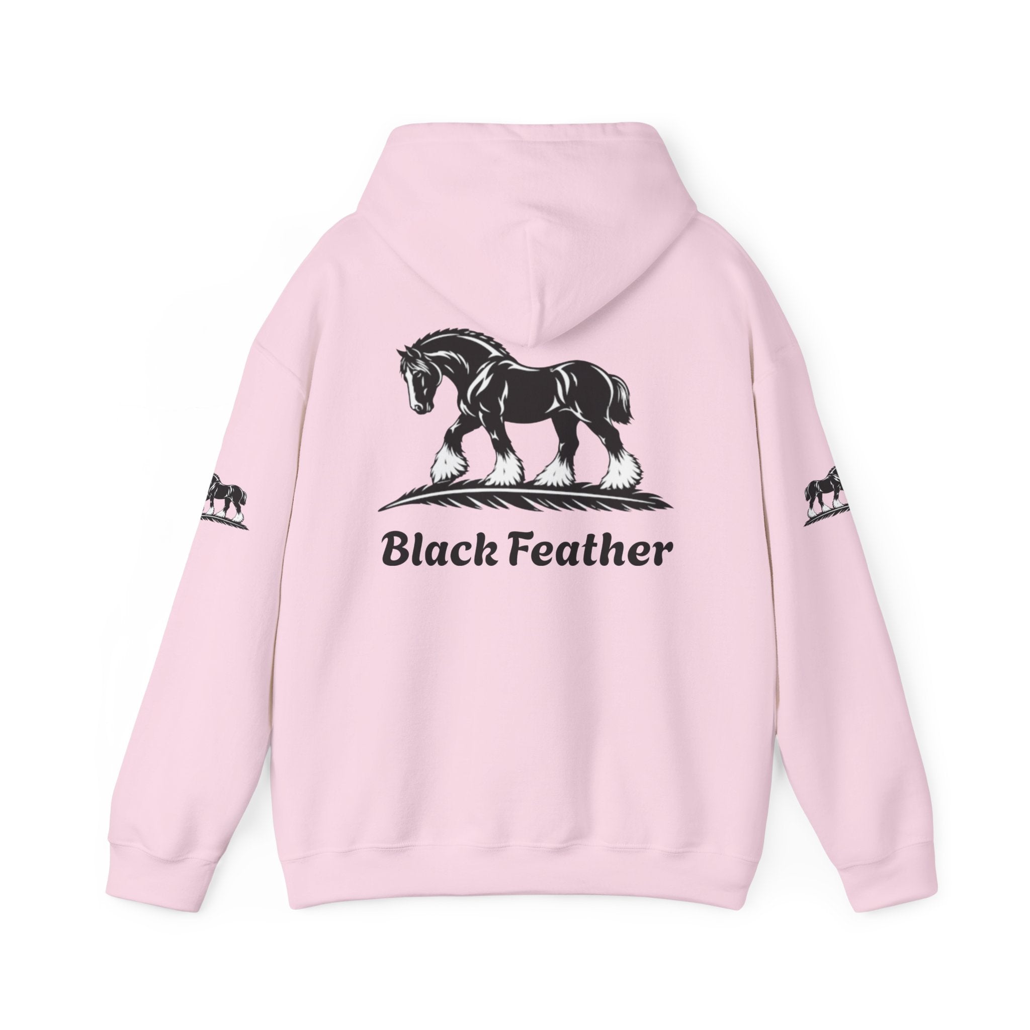 Black Feather Horse Hoodie — Equestrian Graphic Sweatshirt