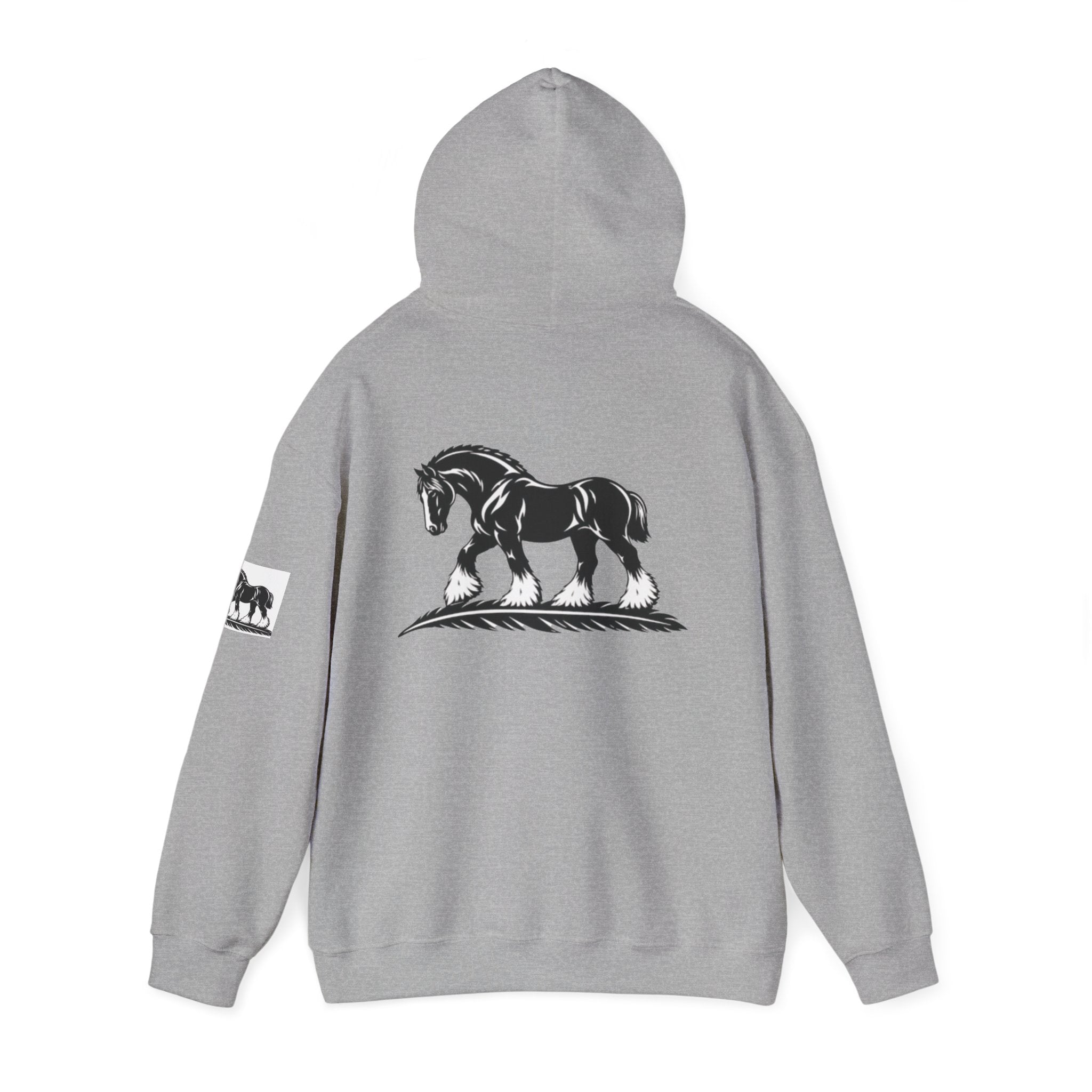 Elegant Shire Horse Silhouette Hoodie — Black Equestrian Graphic Sweatshirt