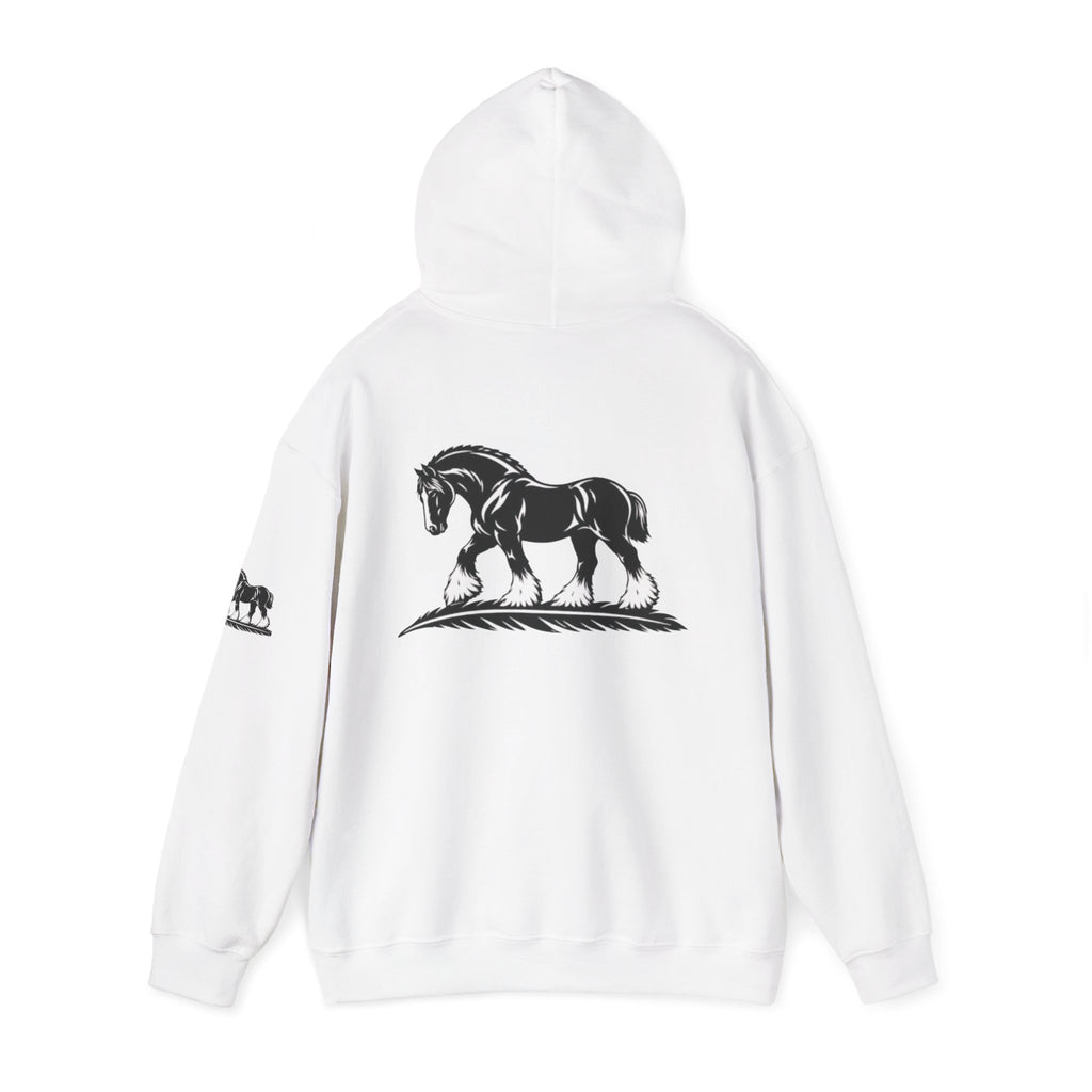 Elegant Shire Horse Silhouette Hoodie — Black Equestrian Graphic Sweatshirt