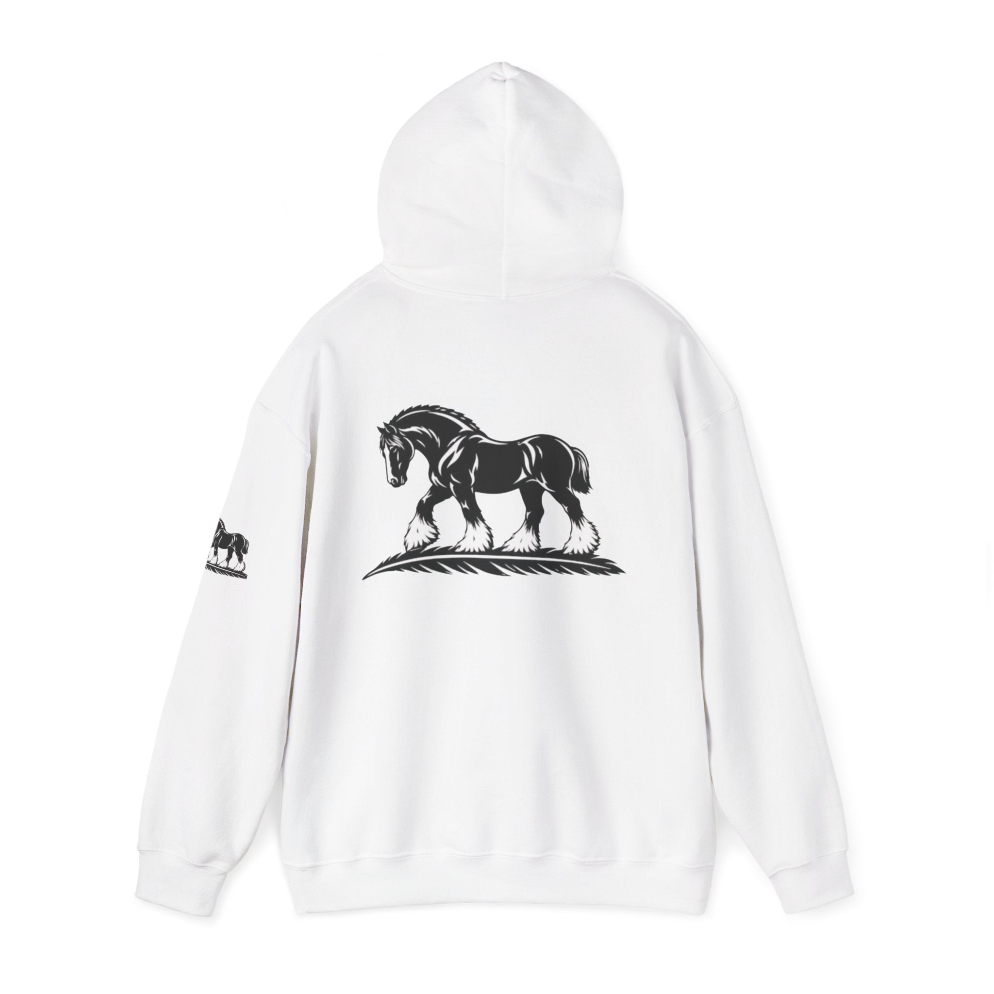 Elegant Shire Horse Silhouette Hoodie — Black Equestrian Graphic Sweatshirt