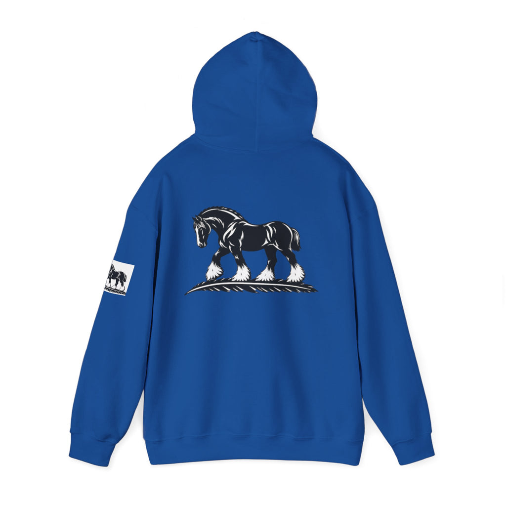Elegant Shire Horse Silhouette Hoodie — Black Equestrian Graphic Sweatshirt