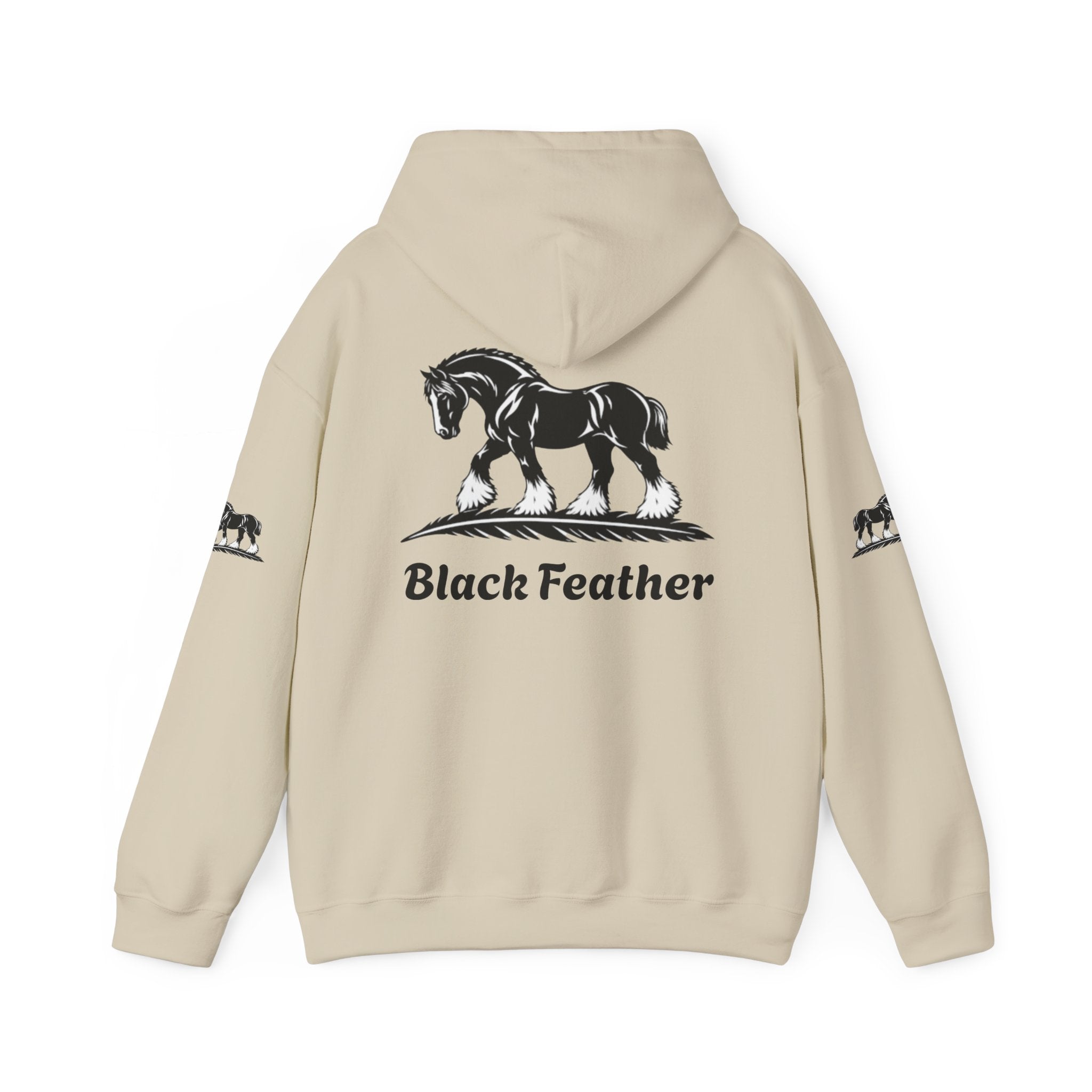 Black Feather Horse Hoodie — Equestrian Graphic Sweatshirt