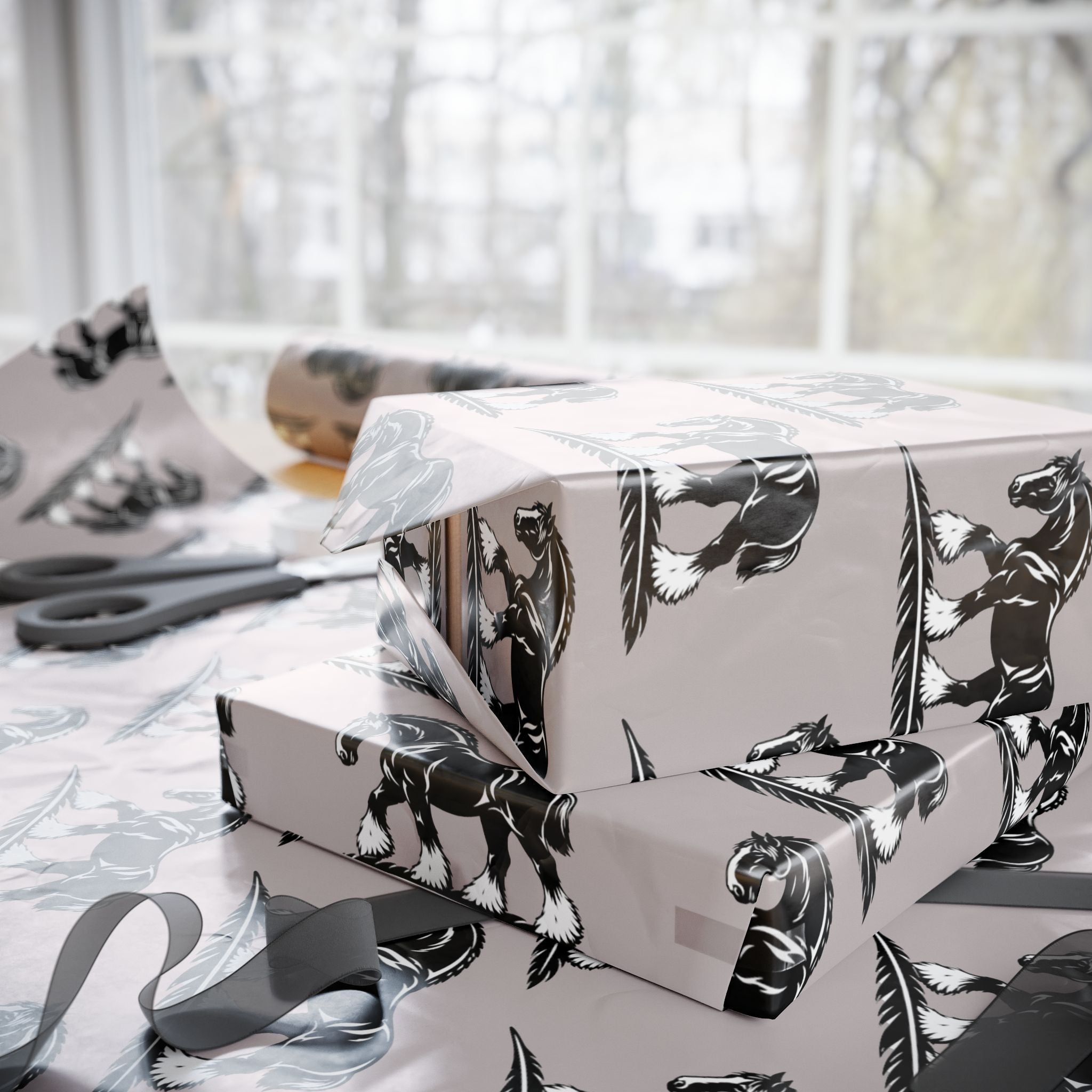 Horse Pattern Wrapping Paper - Rustic Equestrian Gift Wrap