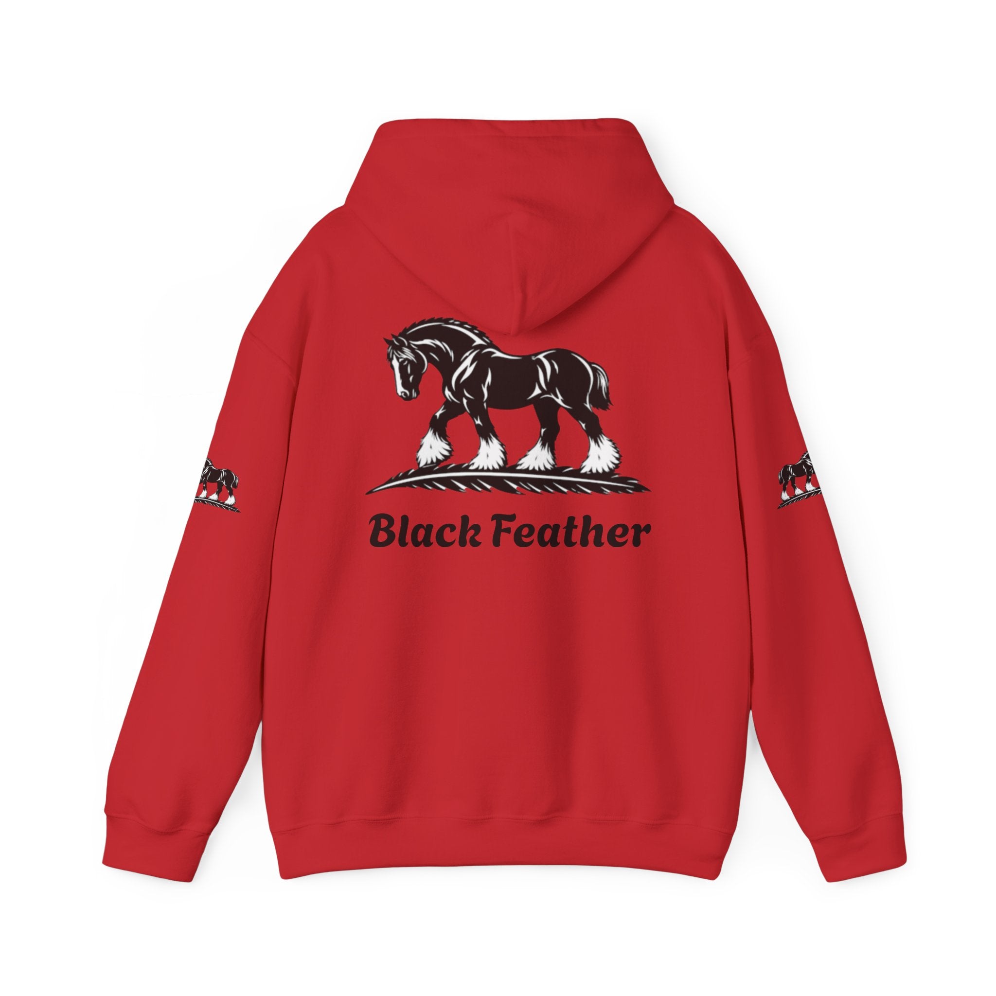 Black Feather Horse Hoodie — Equestrian Graphic Sweatshirt