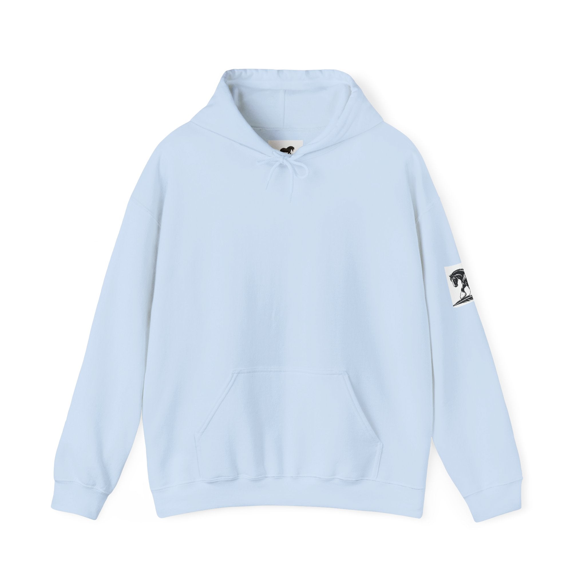 Elegant Shire Horse Silhouette Hoodie — Black Equestrian Graphic Sweatshirt