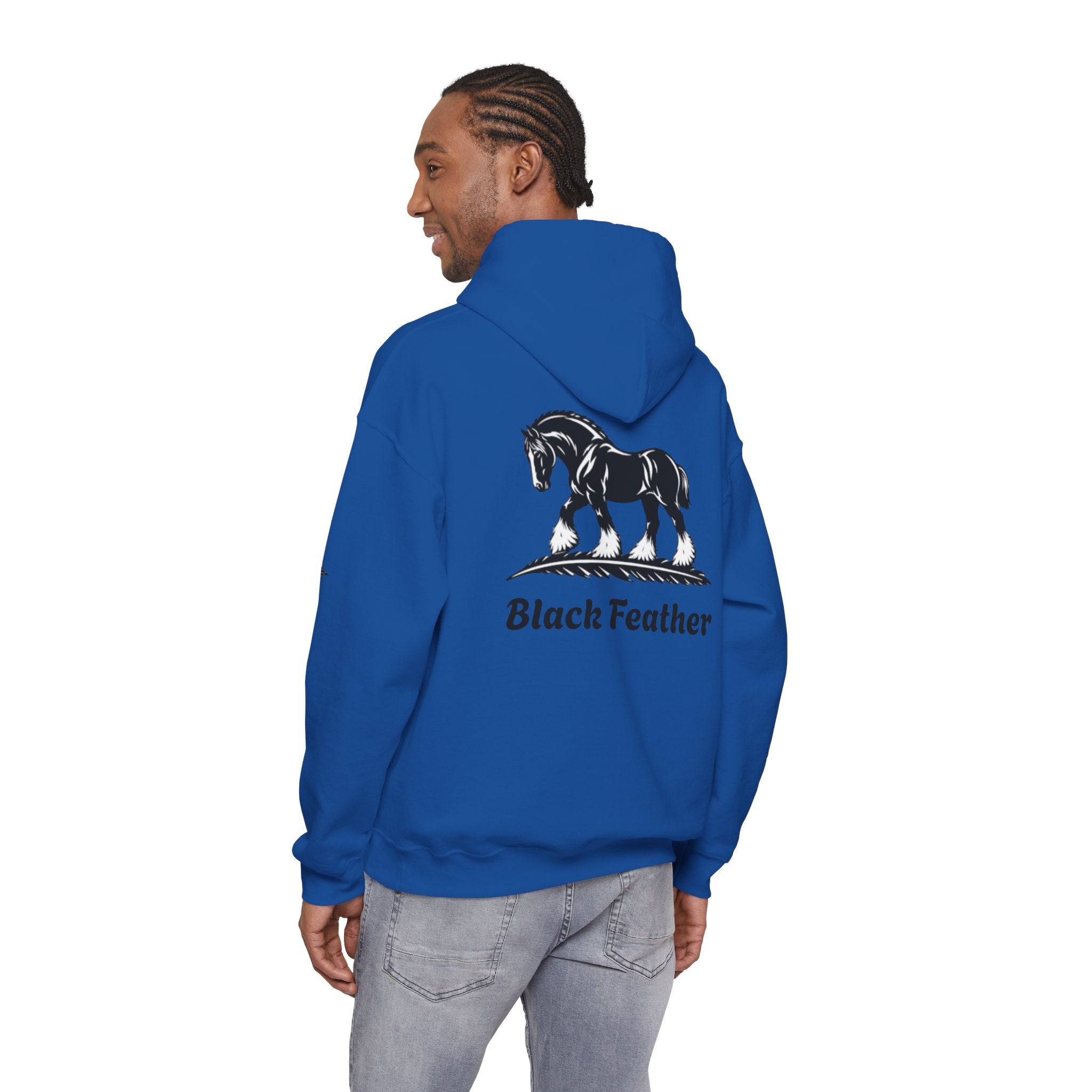 Black Feather Horse Hoodie — Equestrian Graphic Sweatshirt