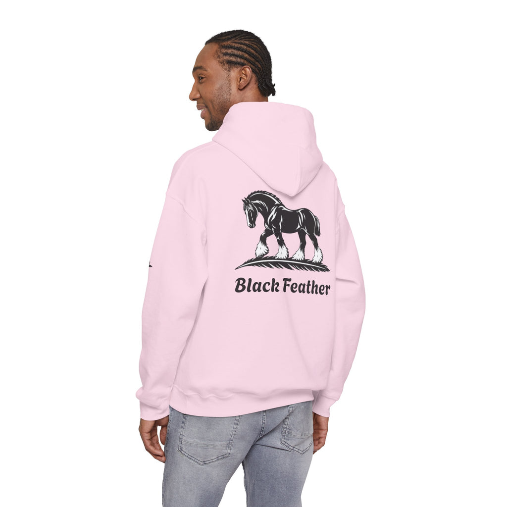 Black Feather Horse Hoodie — Equestrian Graphic Sweatshirt