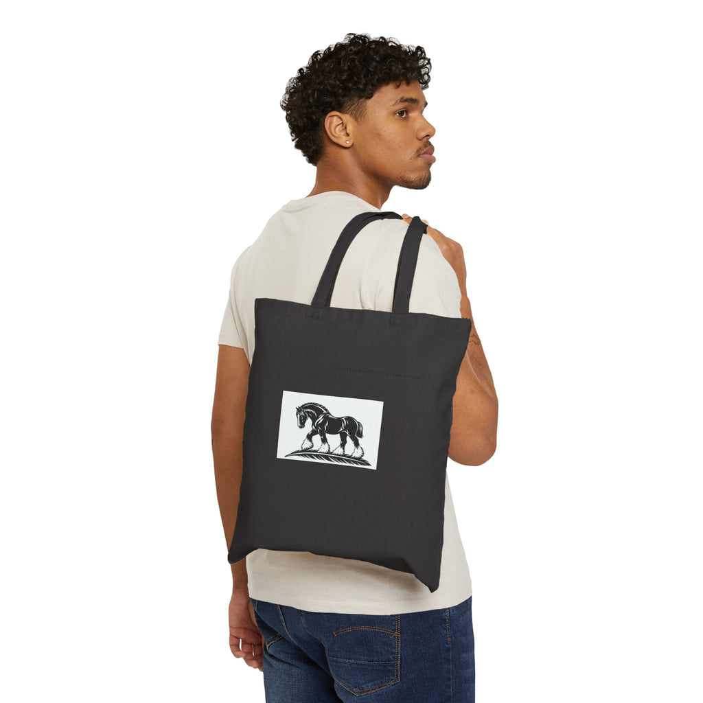 Vintage Horse Illustration Cotton Tote Bag — "I would if I could, but I can’t"