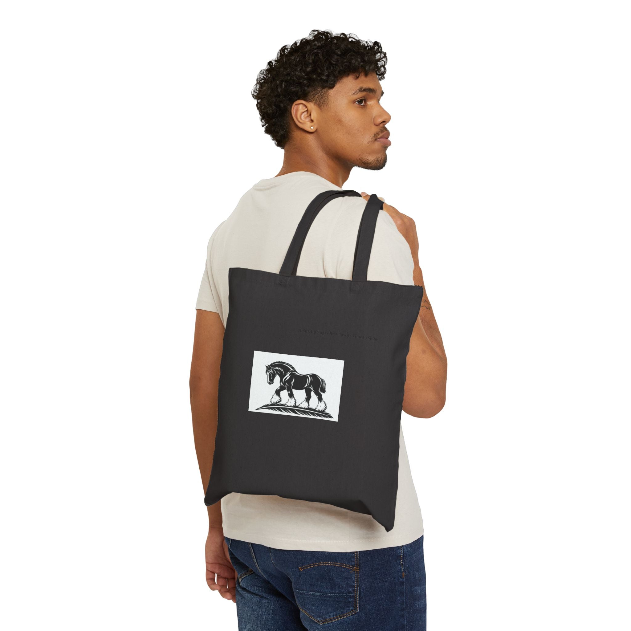 Vintage Horse Illustration Cotton Tote Bag — "I would if I could, but I can’t"