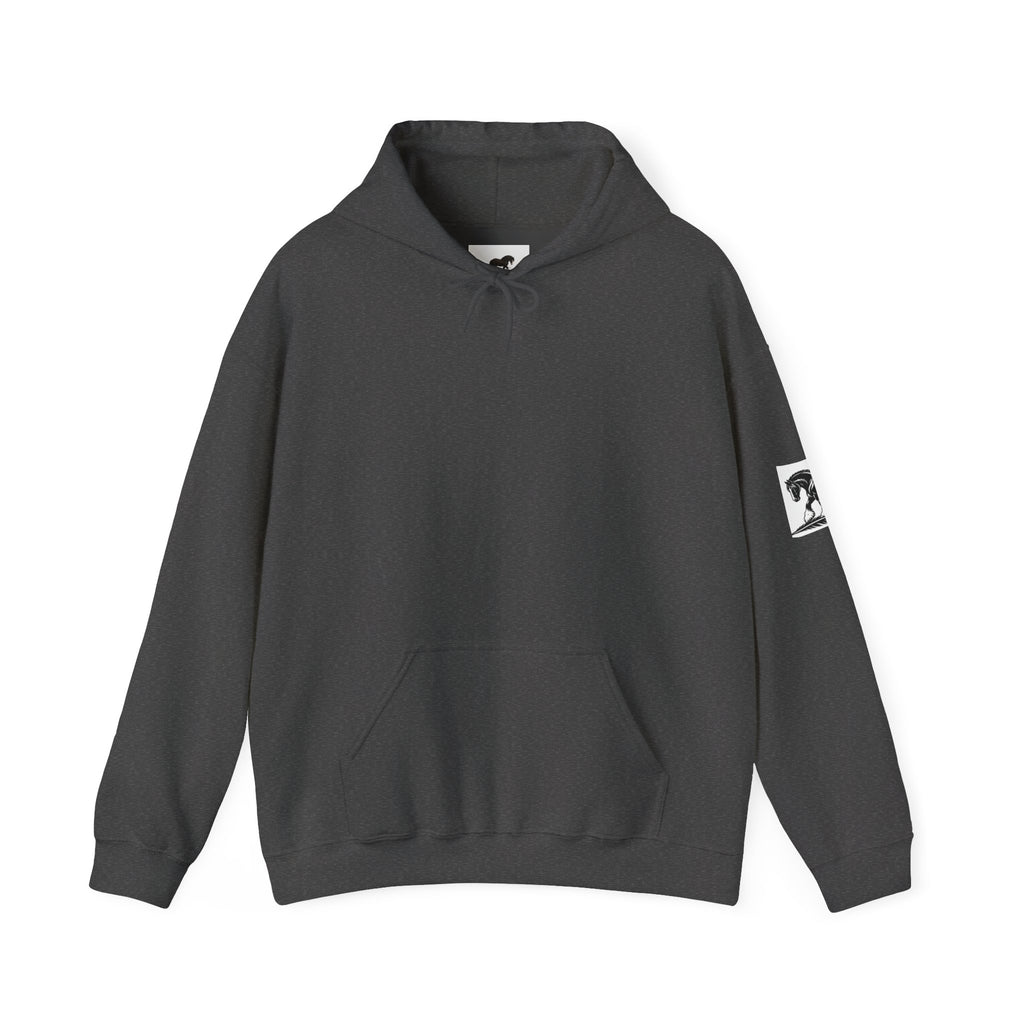 Elegant Shire Horse Silhouette Hoodie — Black Equestrian Graphic Sweatshirt