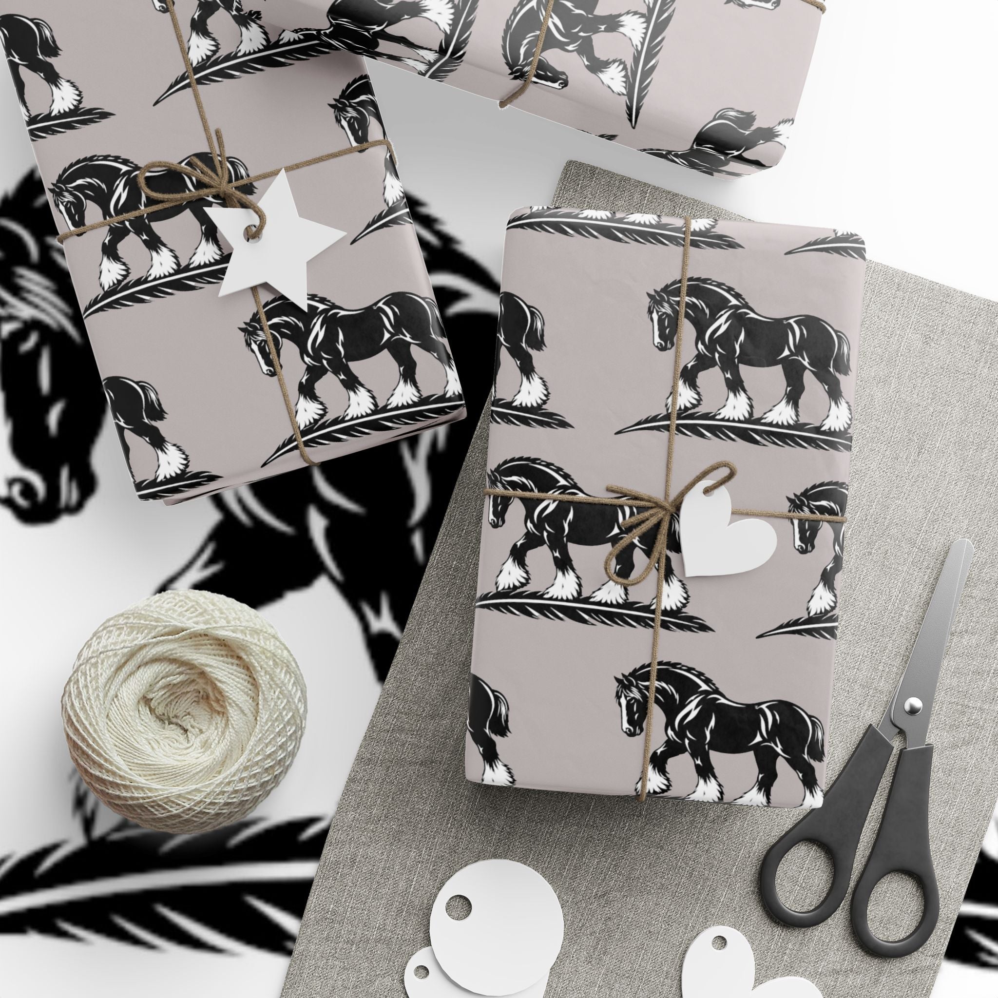 Horse Pattern Wrapping Paper - Rustic Equestrian Gift Wrap