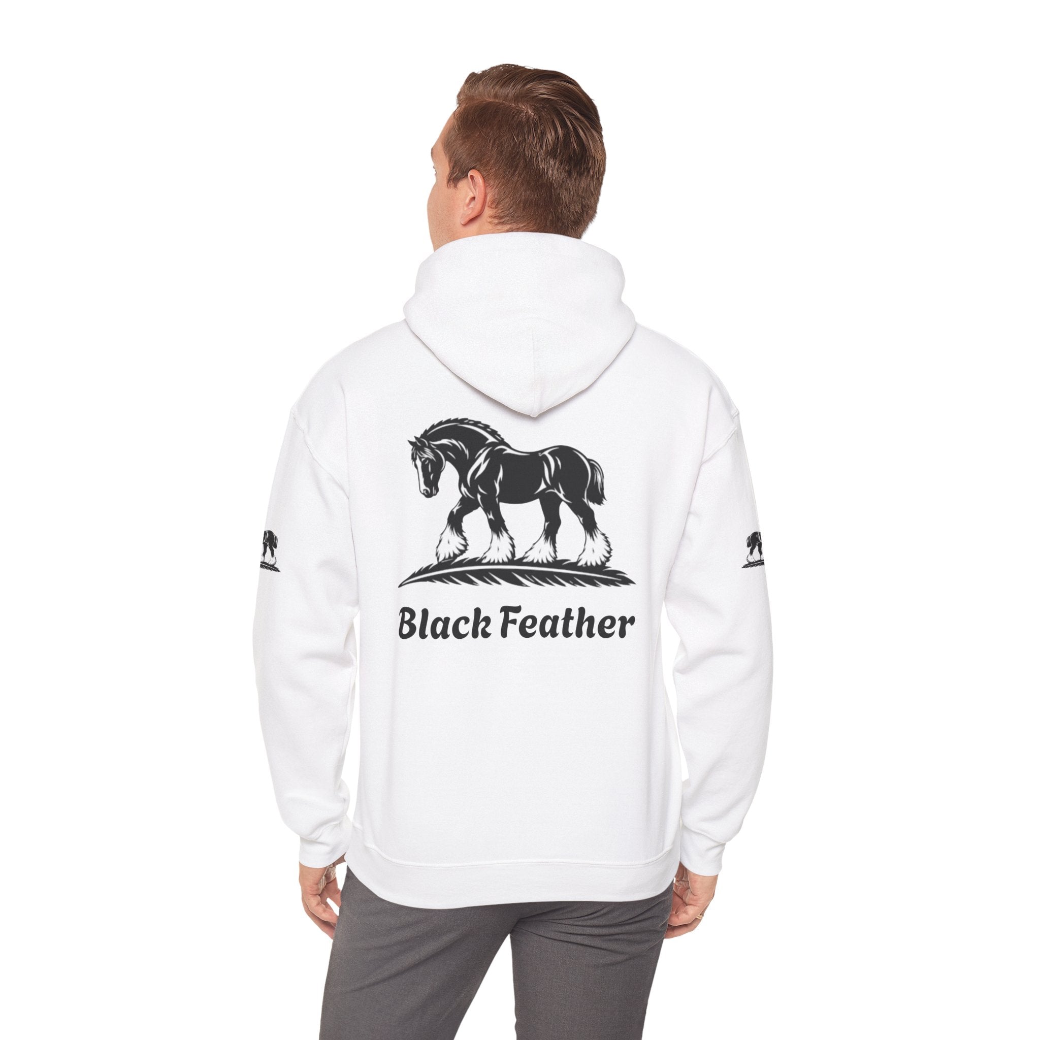 Black Feather Horse Hoodie — Equestrian Graphic Sweatshirt