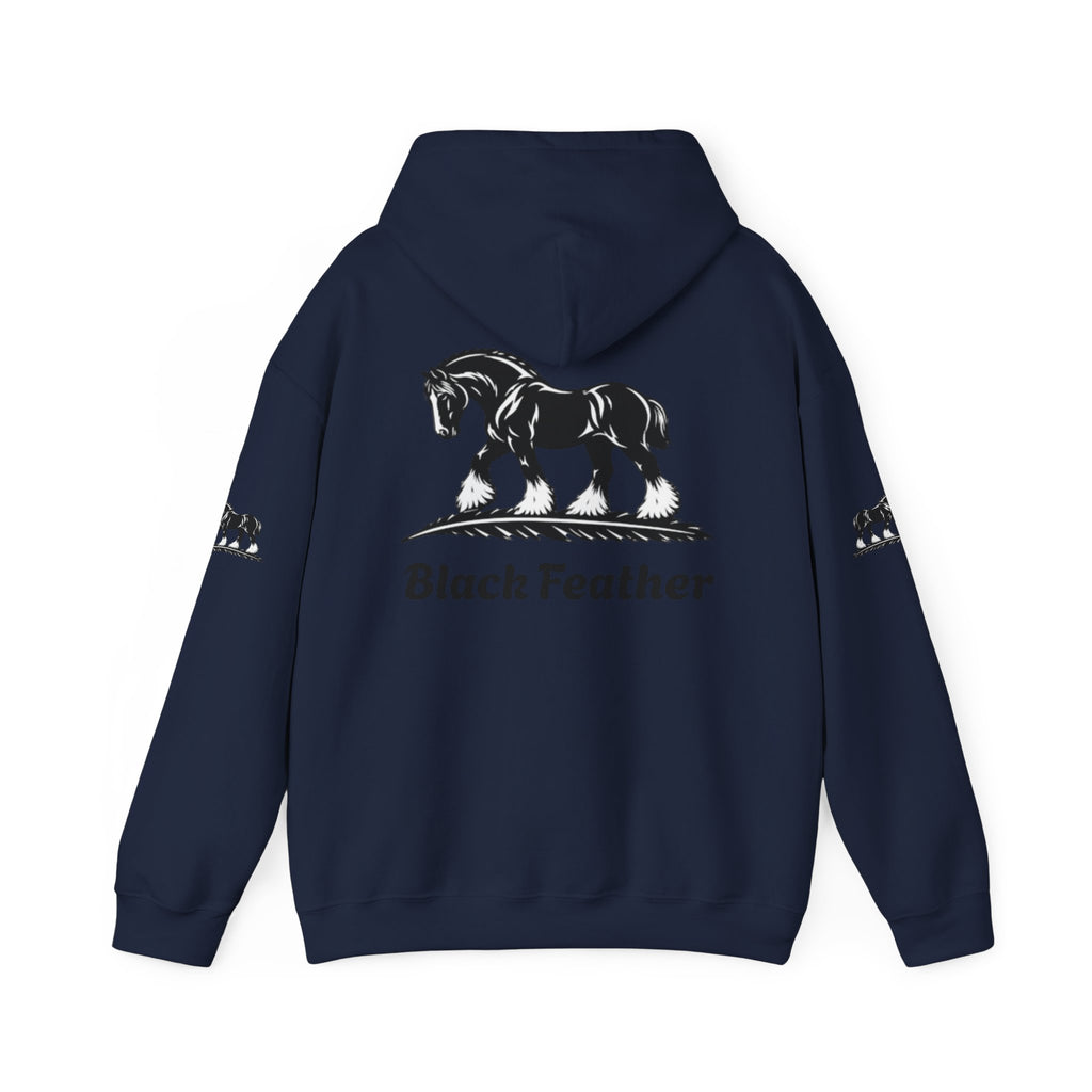 Black Feather Horse Hoodie — Equestrian Graphic Sweatshirt