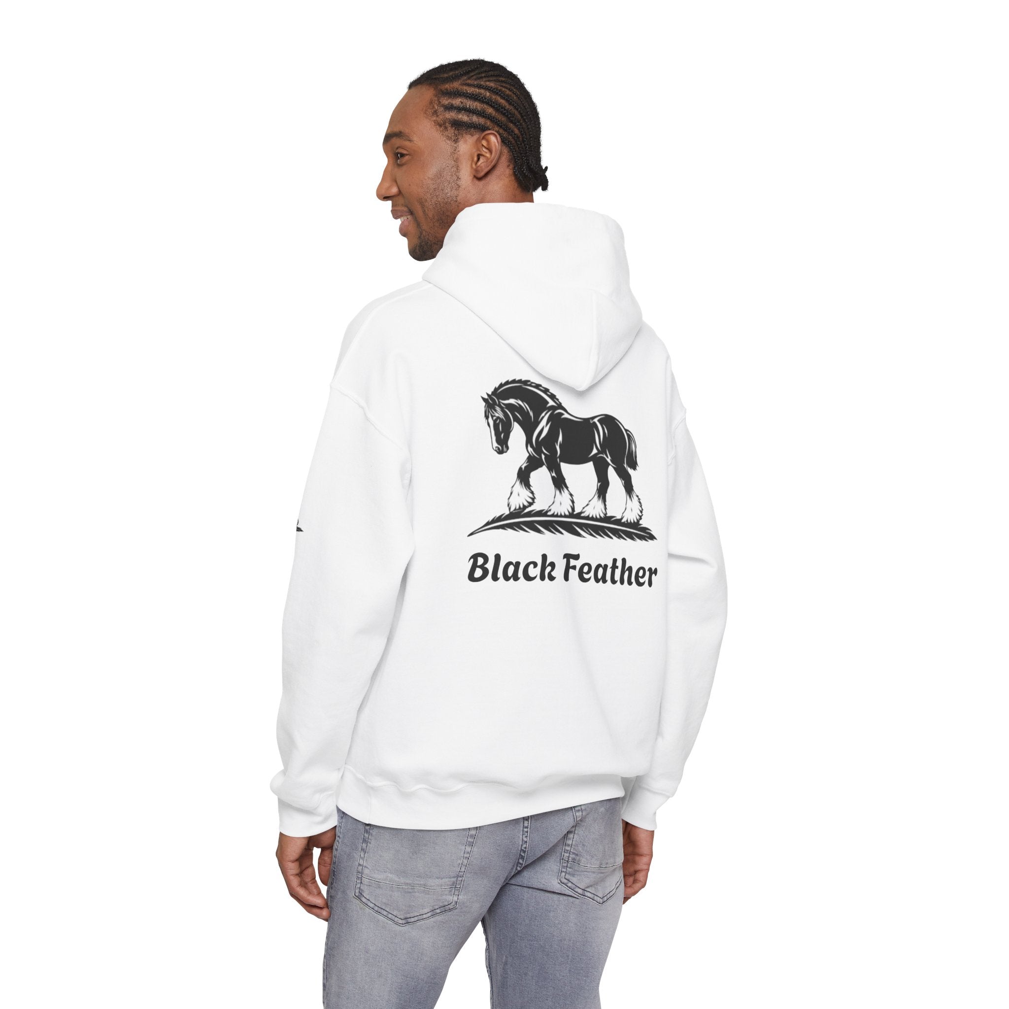 Black Feather Horse Hoodie — Equestrian Graphic Sweatshirt