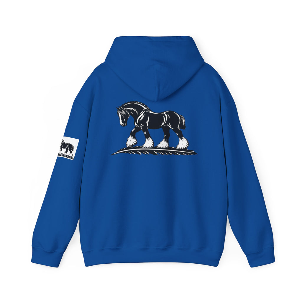 Elegant Shire Horse Silhouette Hoodie — Black Equestrian Graphic Sweatshirt