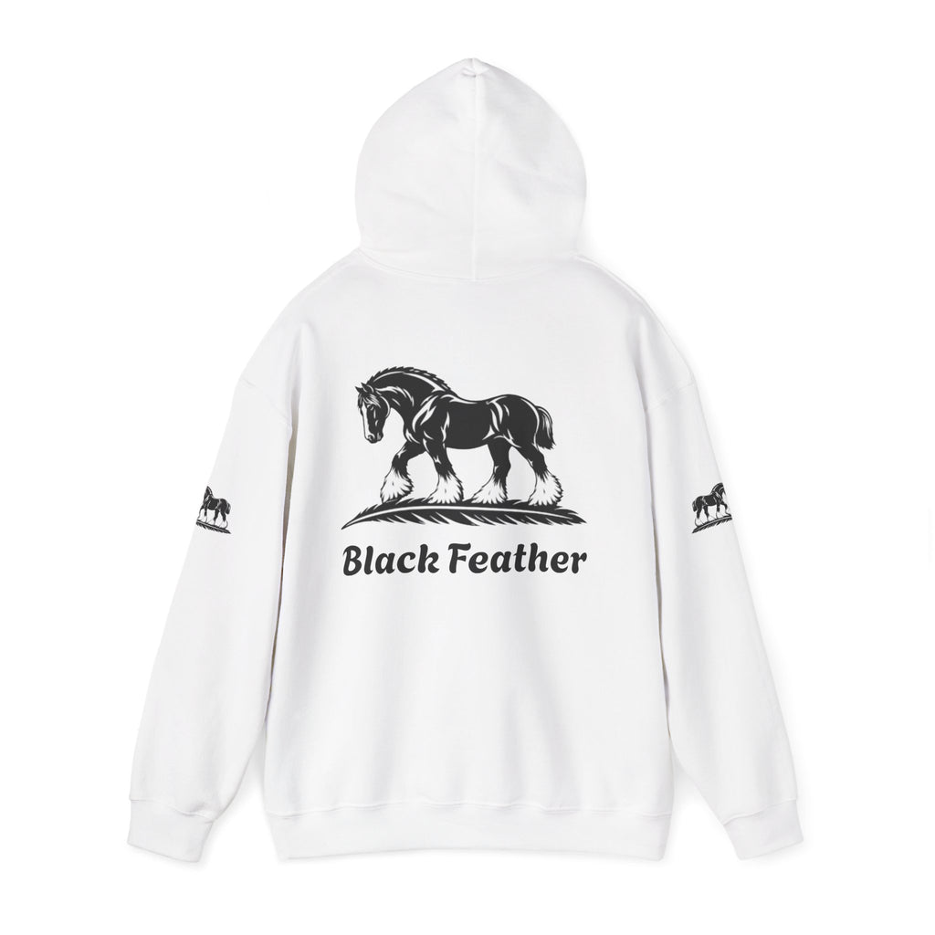 Black Feather Horse Hoodie — Equestrian Graphic Sweatshirt