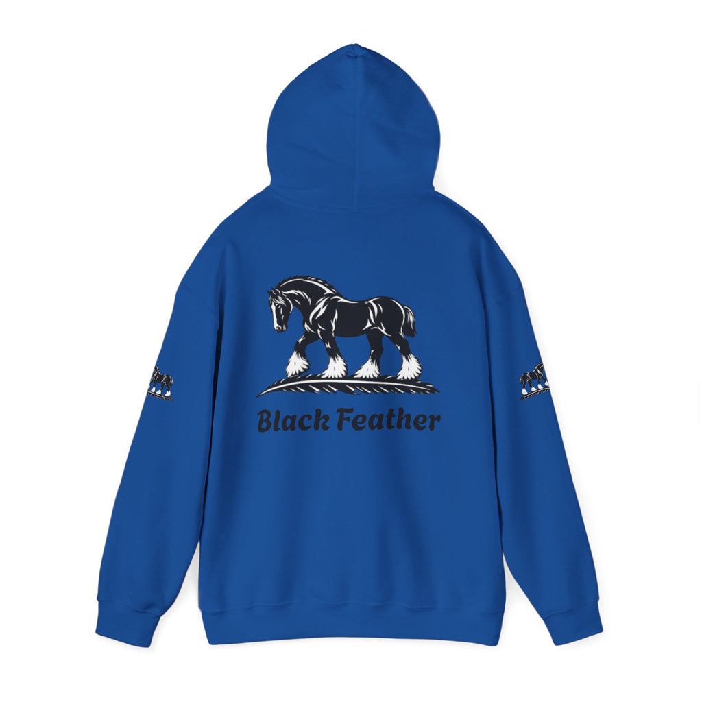 Black Feather Horse Hoodie — Equestrian Graphic Sweatshirt