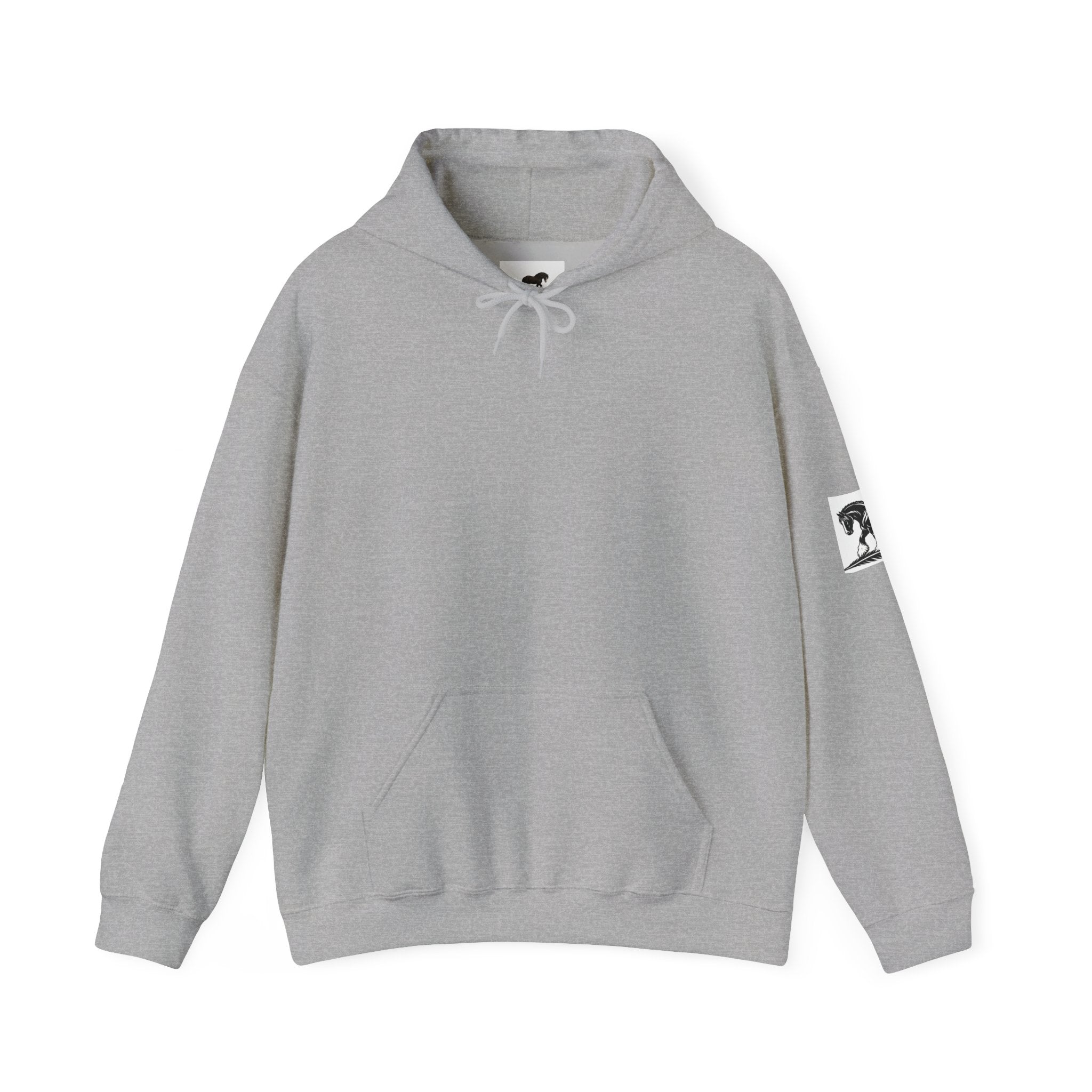 Elegant Shire Horse Silhouette Hoodie — Black Equestrian Graphic Sweatshirt