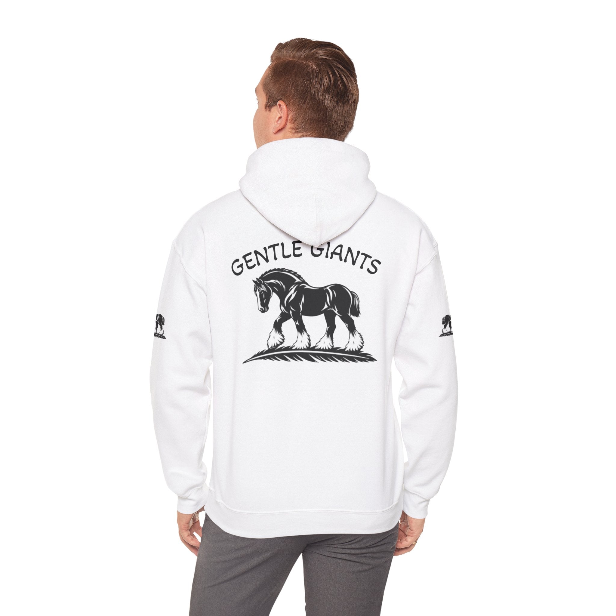 Gentle Giants Shire Horse Hoodie — Back Print Graphic Sweatshirt