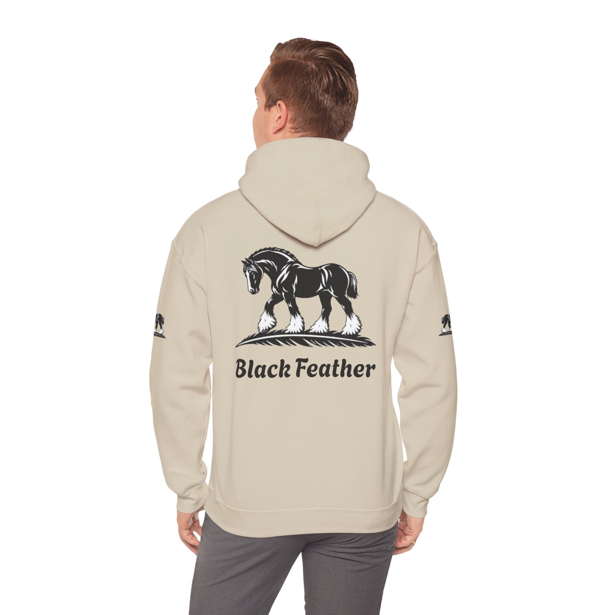Black Feather Horse Hoodie — Equestrian Graphic Sweatshirt