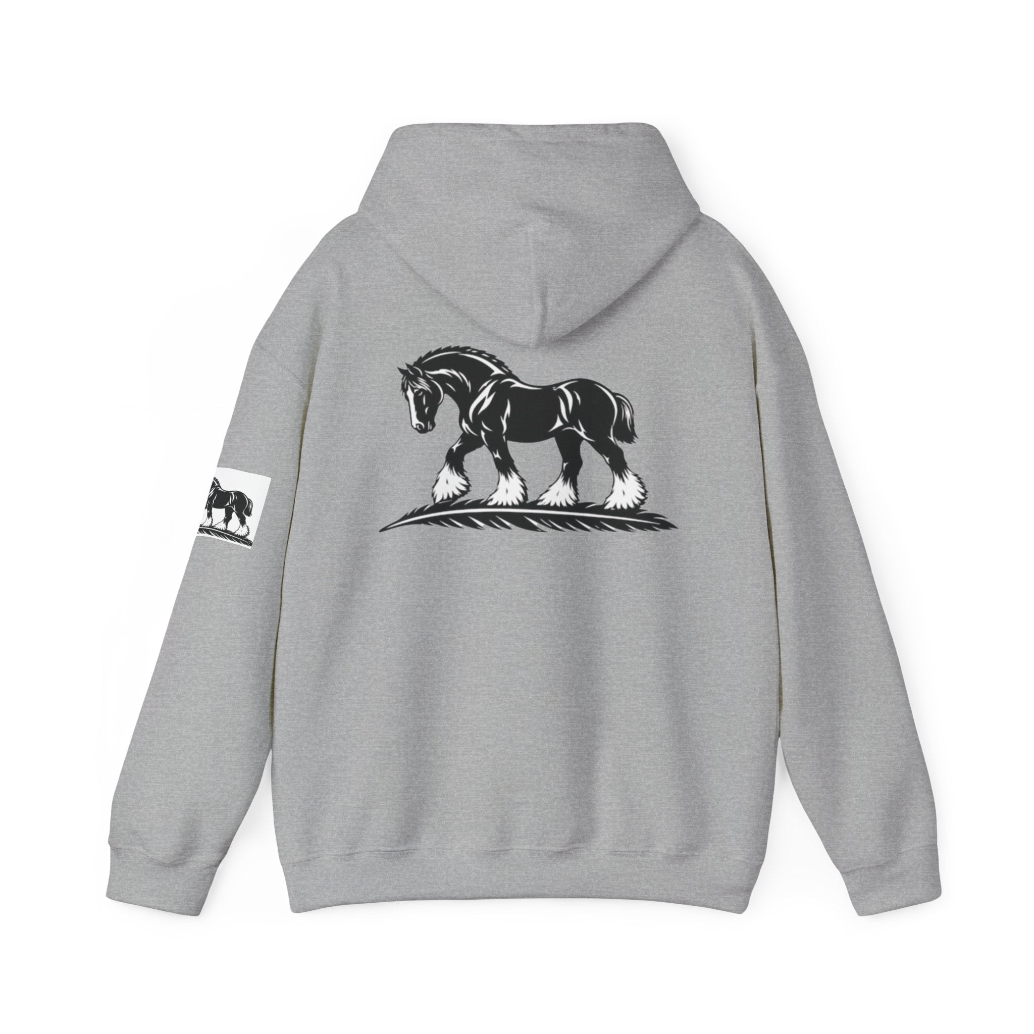Elegant Shire Horse Silhouette Hoodie — Black Equestrian Graphic Sweatshirt