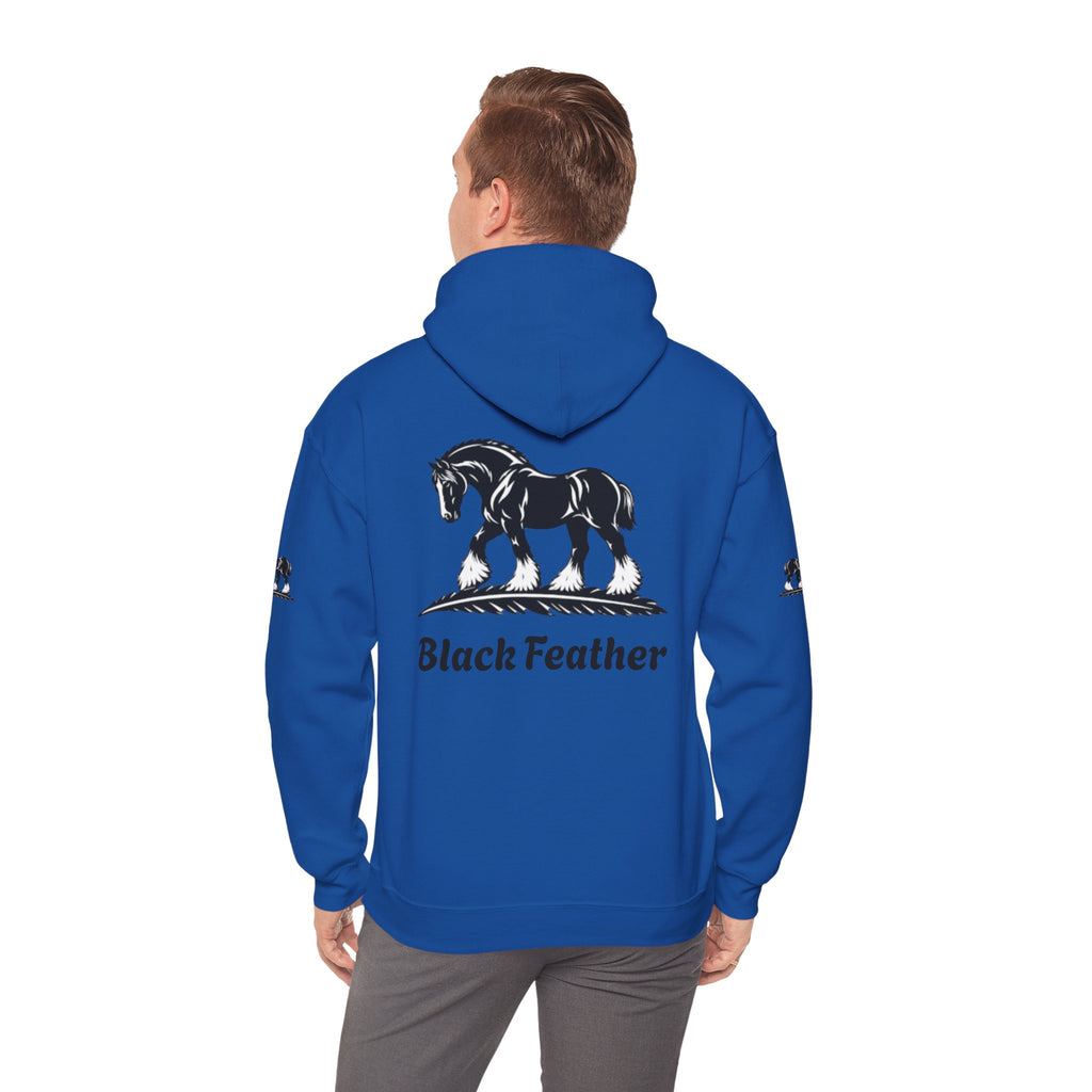 Black Feather Horse Hoodie — Equestrian Graphic Sweatshirt