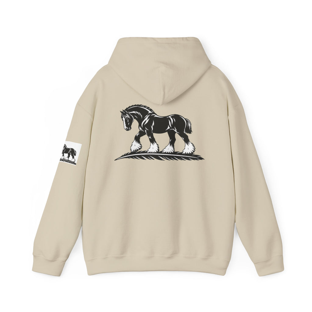 Elegant Shire Horse Silhouette Hoodie — Black Equestrian Graphic Sweatshirt