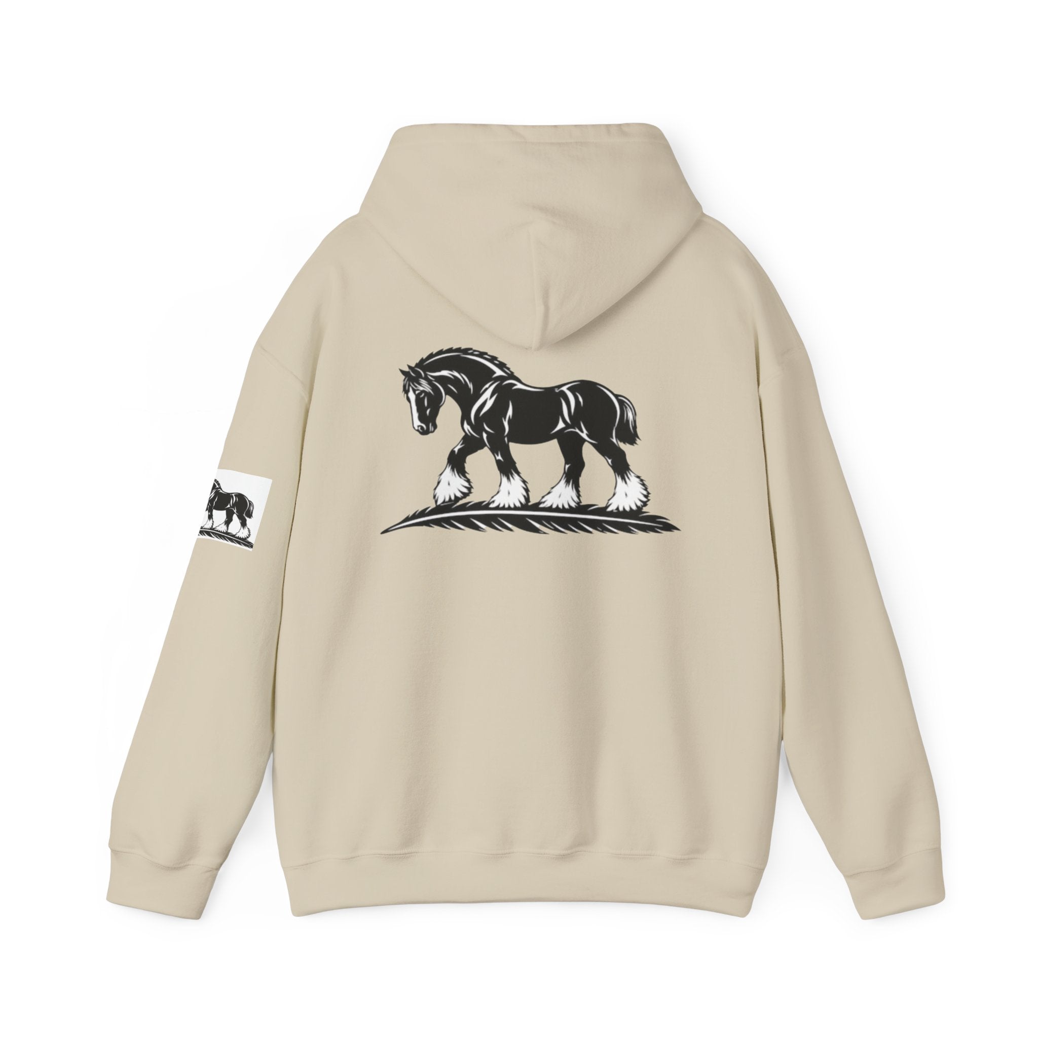 Elegant Shire Horse Silhouette Hoodie — Black Equestrian Graphic Sweatshirt