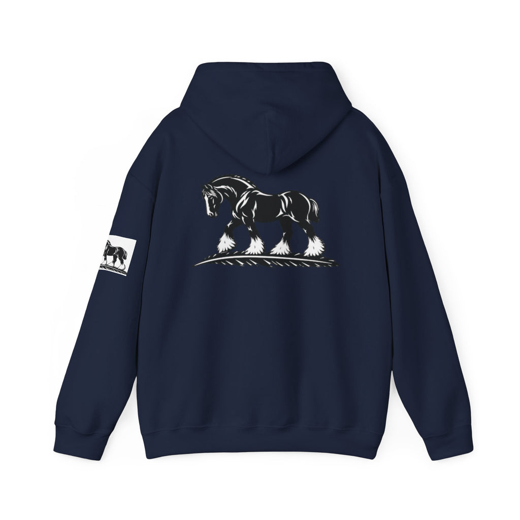 Elegant Shire Horse Silhouette Hoodie — Black Equestrian Graphic Sweatshirt
