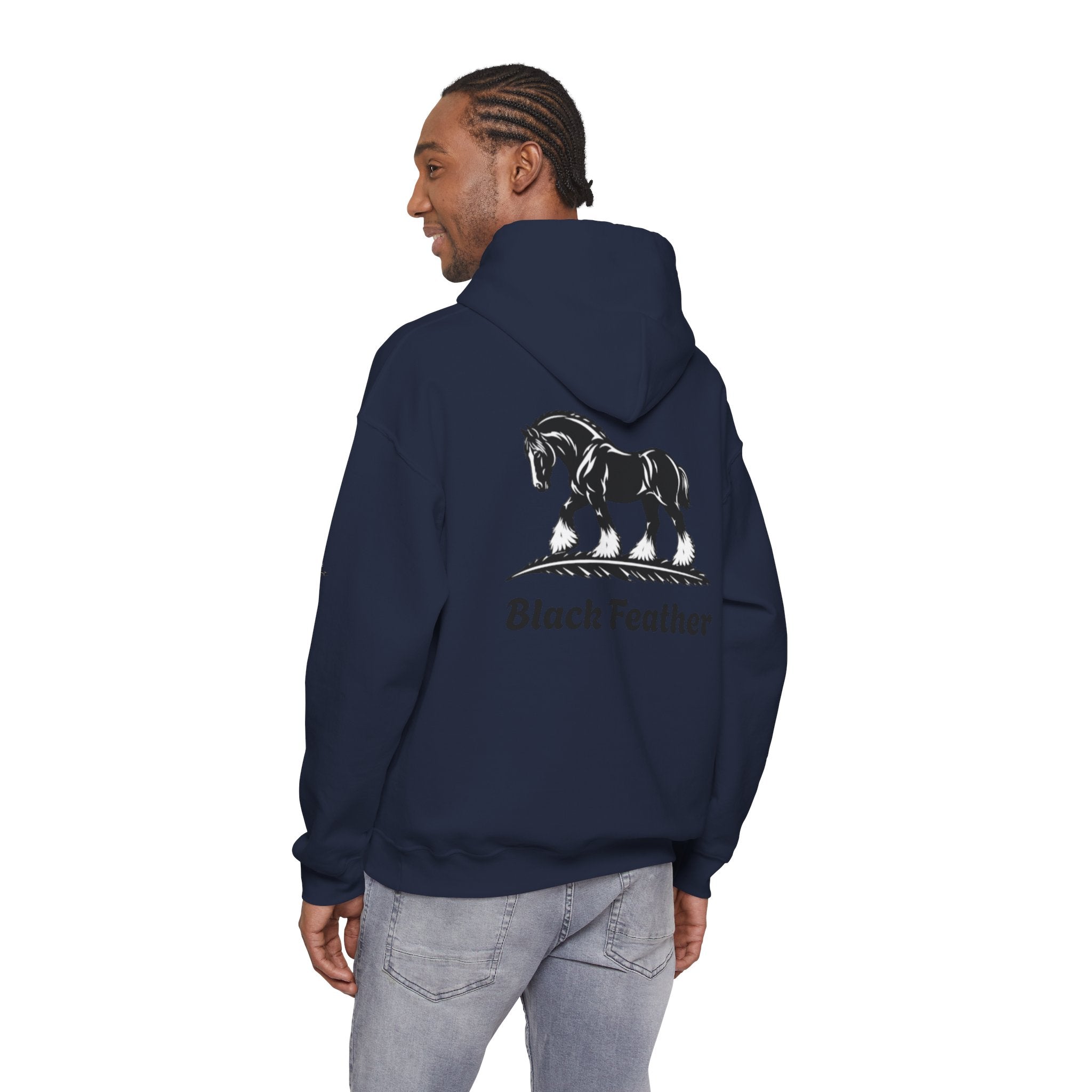 Black Feather Horse Hoodie — Equestrian Graphic Sweatshirt