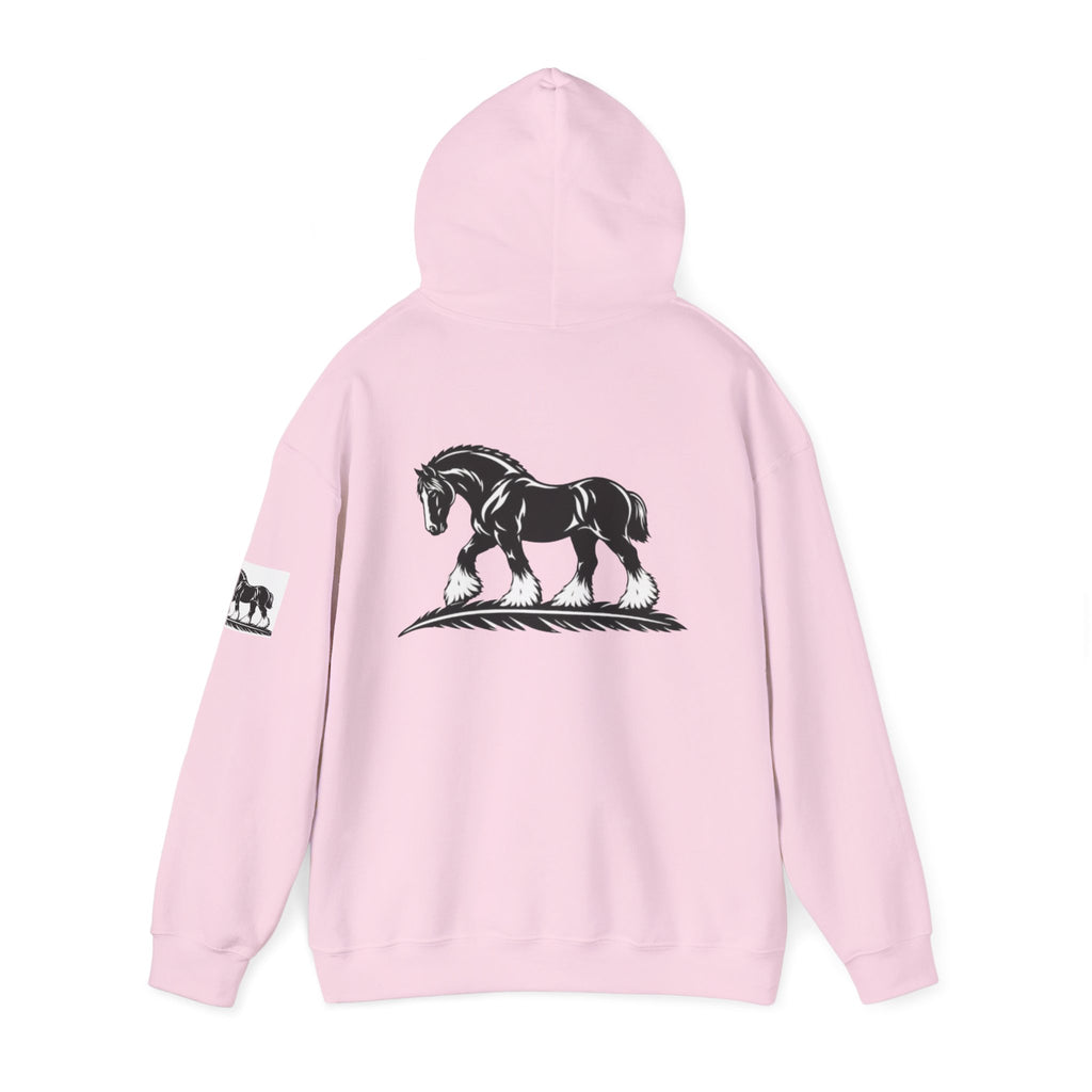 Elegant Shire Horse Silhouette Hoodie — Black Equestrian Graphic Sweatshirt