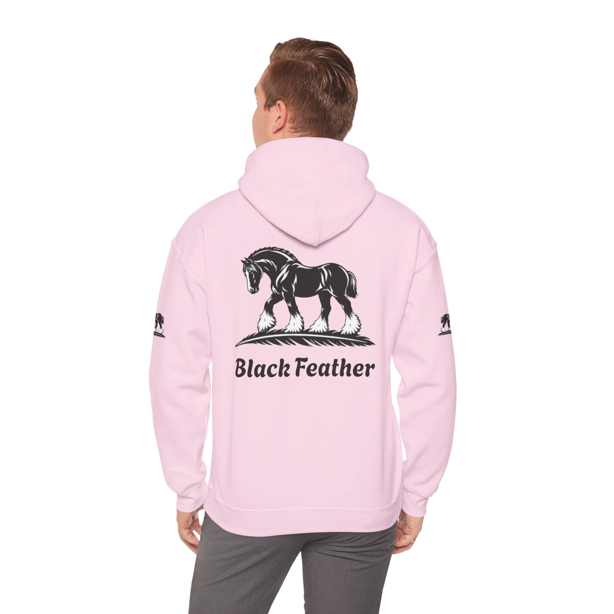 Black Feather Horse Hoodie — Equestrian Graphic Sweatshirt