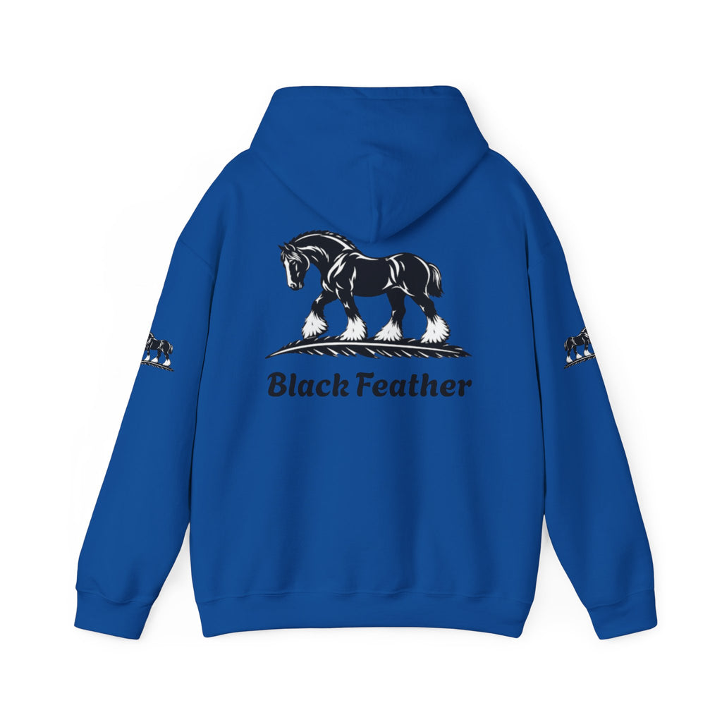 Black Feather Horse Hoodie — Equestrian Graphic Sweatshirt