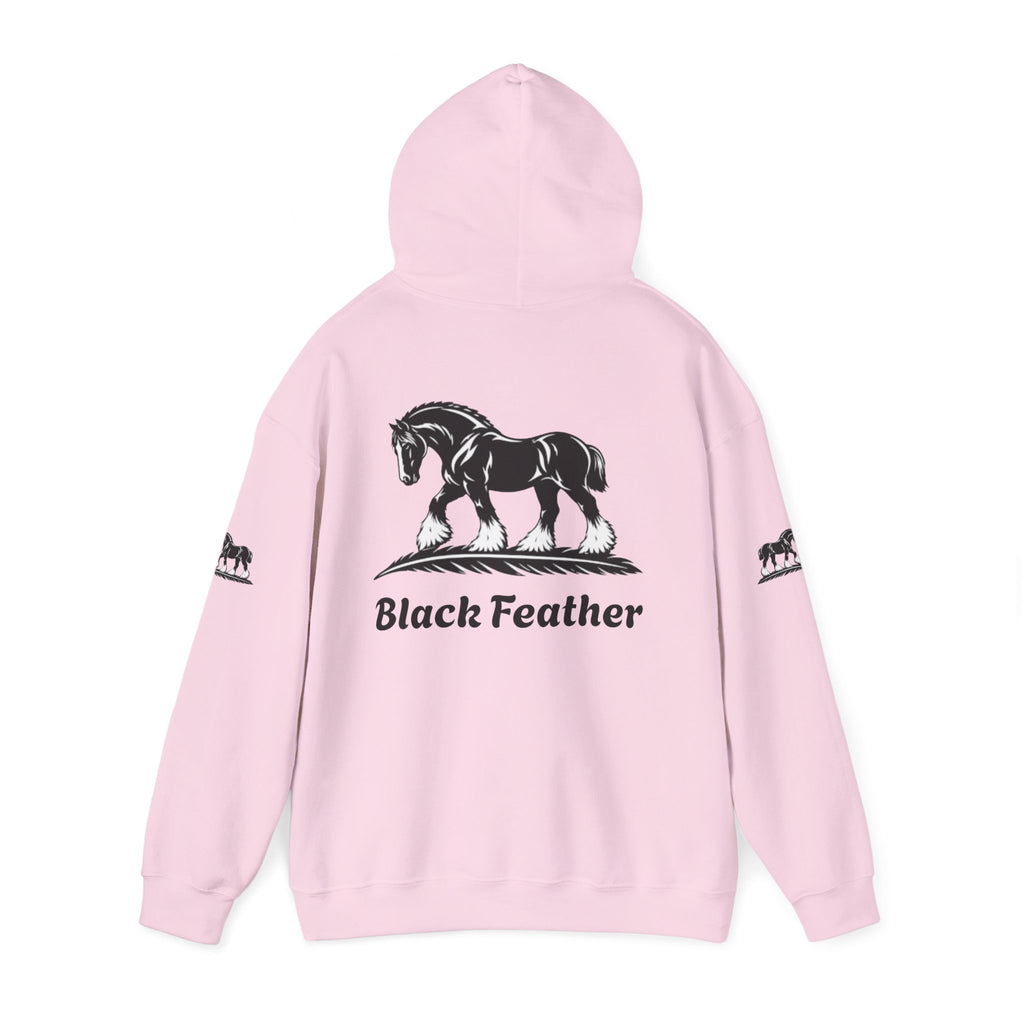Black Feather Horse Hoodie — Equestrian Graphic Sweatshirt