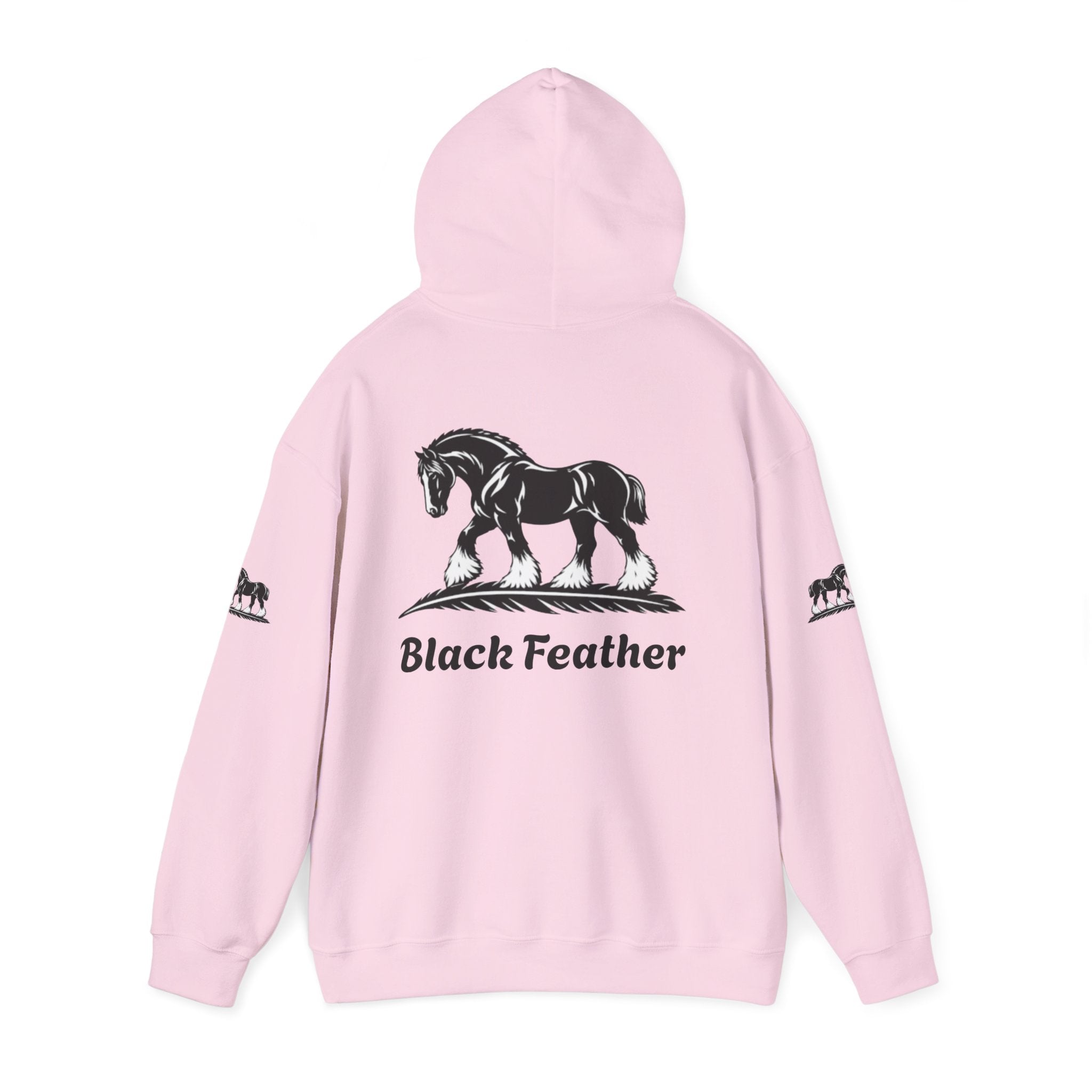 Black Feather Horse Hoodie — Equestrian Graphic Sweatshirt