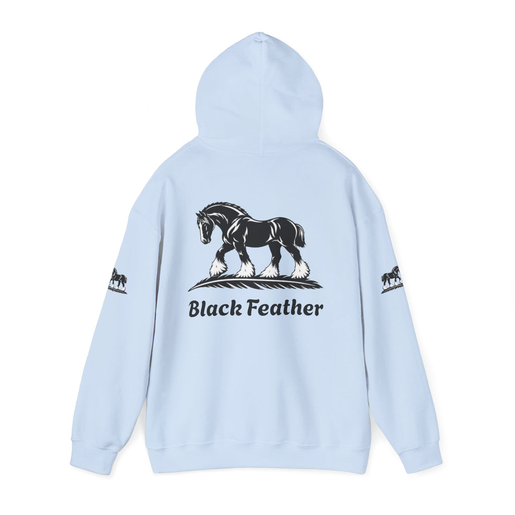 Black Feather Horse Hoodie — Equestrian Graphic Sweatshirt