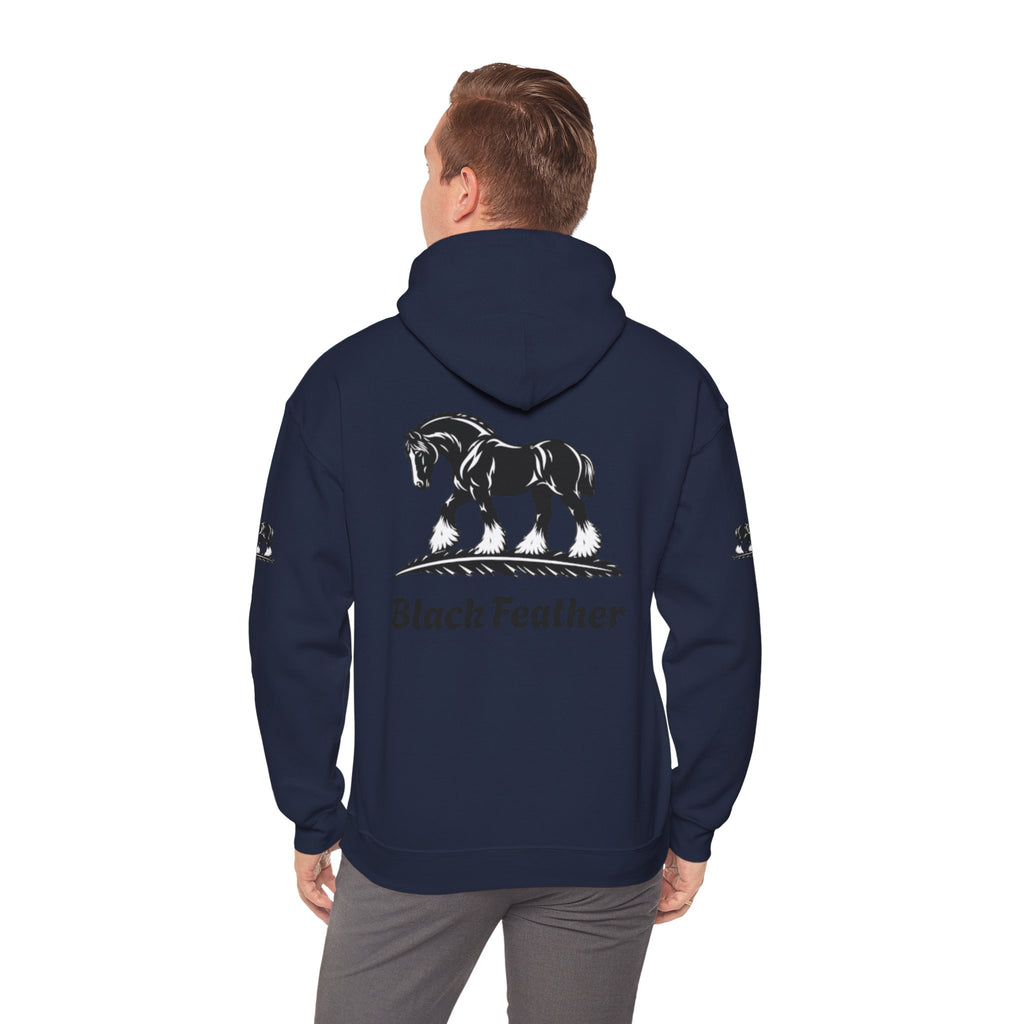 Black Feather Horse Hoodie — Equestrian Graphic Sweatshirt