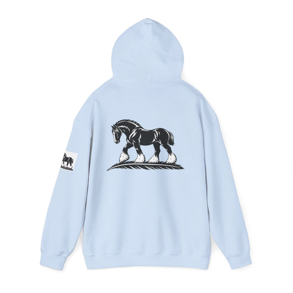 Elegant Shire Horse Silhouette Hoodie — Black Equestrian Graphic Sweatshirt