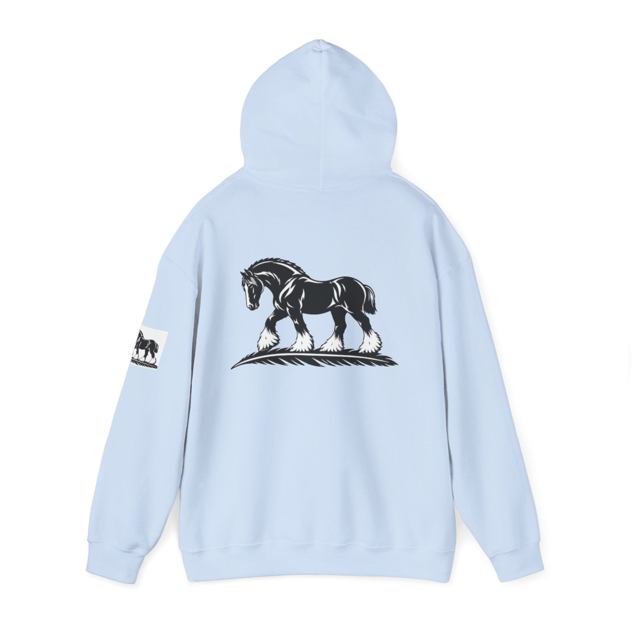 Elegant Shire Horse Silhouette Hoodie — Black Equestrian Graphic Sweatshirt
