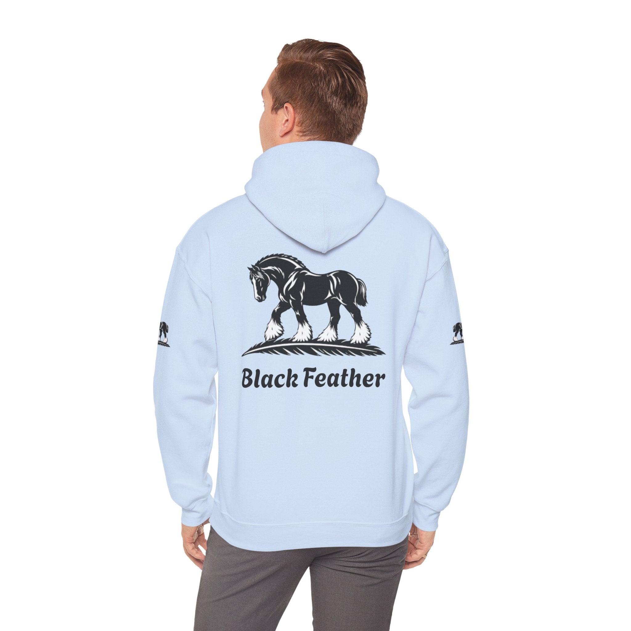 Black Feather Horse Hoodie — Equestrian Graphic Sweatshirt