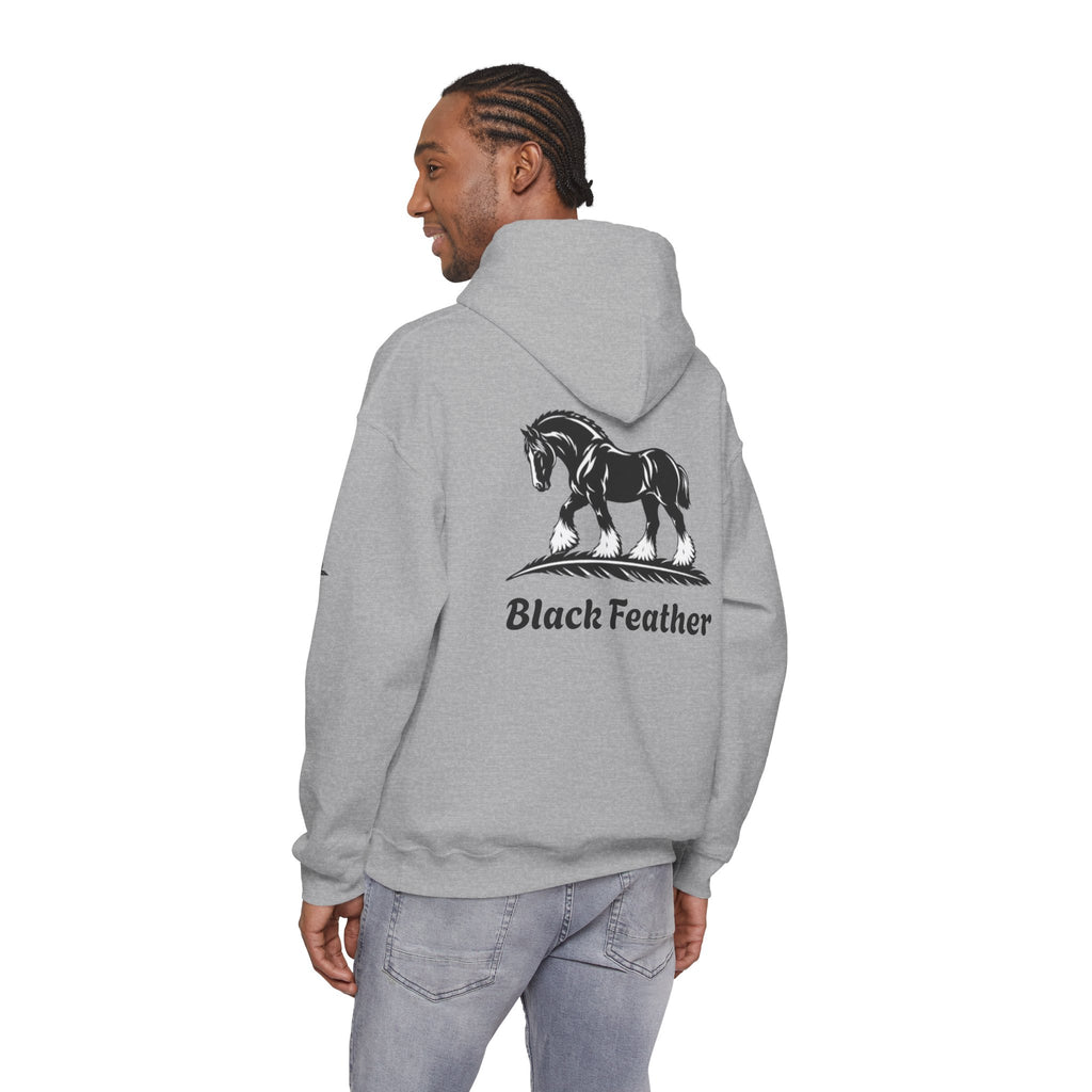 Black Feather Horse Hoodie — Equestrian Graphic Sweatshirt