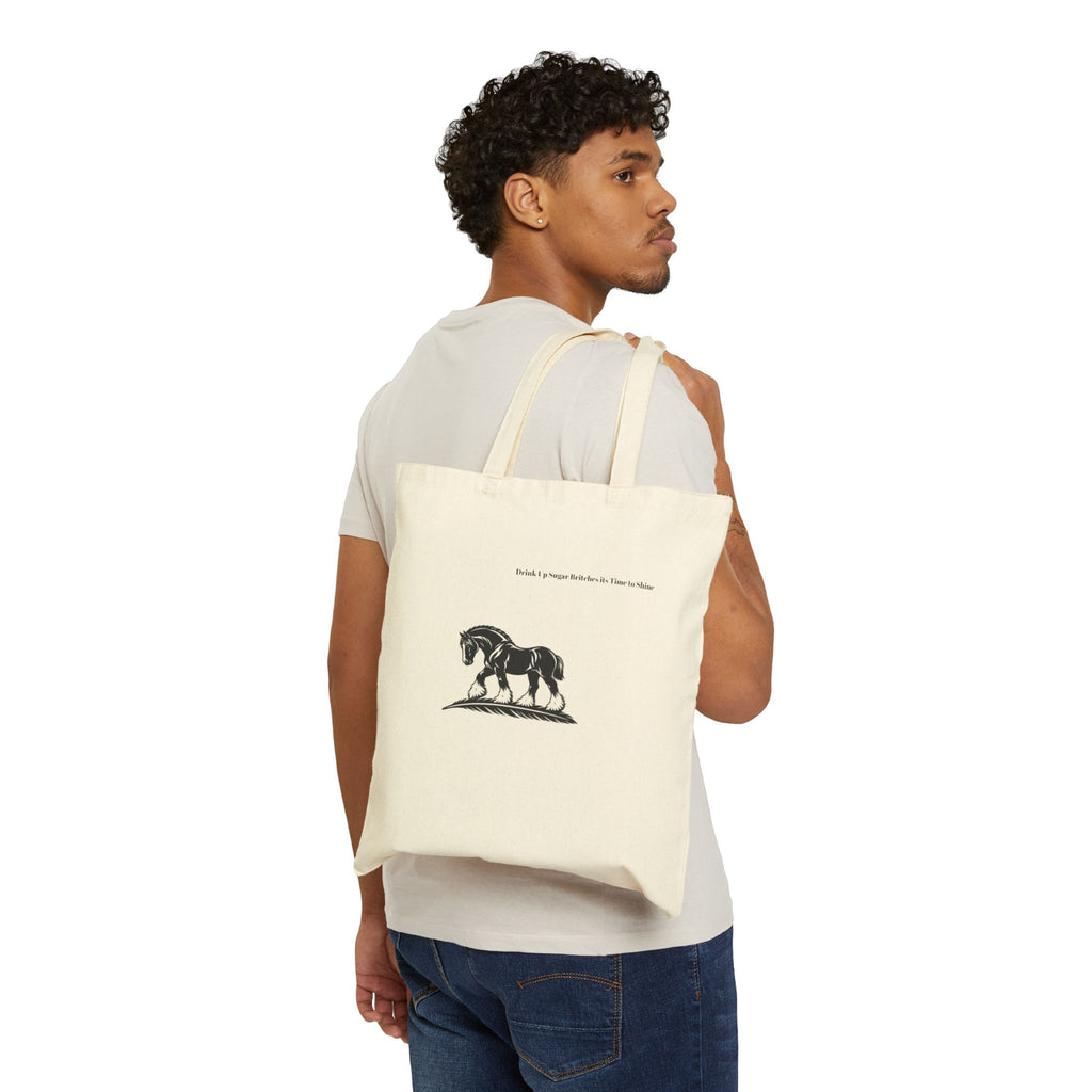 Vintage Horse Illustration Cotton Tote Bag — "I would if I could, but I can’t"