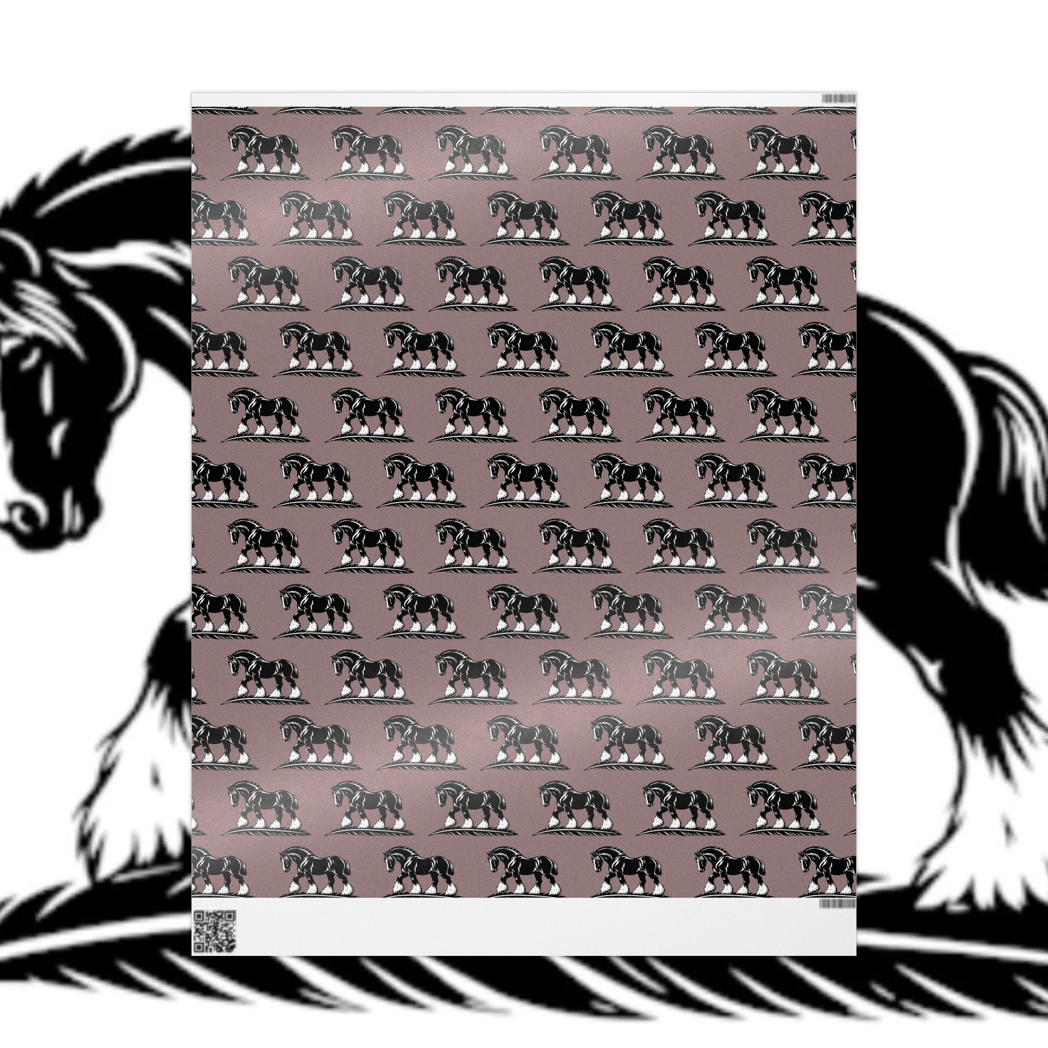 Horse Pattern Wrapping Paper – Vintage Mauve Equestrian Gift Wrap