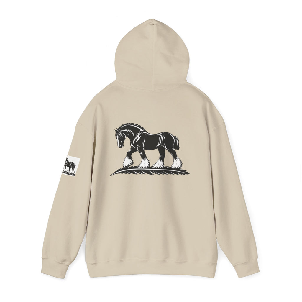 Elegant Shire Horse Silhouette Hoodie — Black Equestrian Graphic Sweatshirt