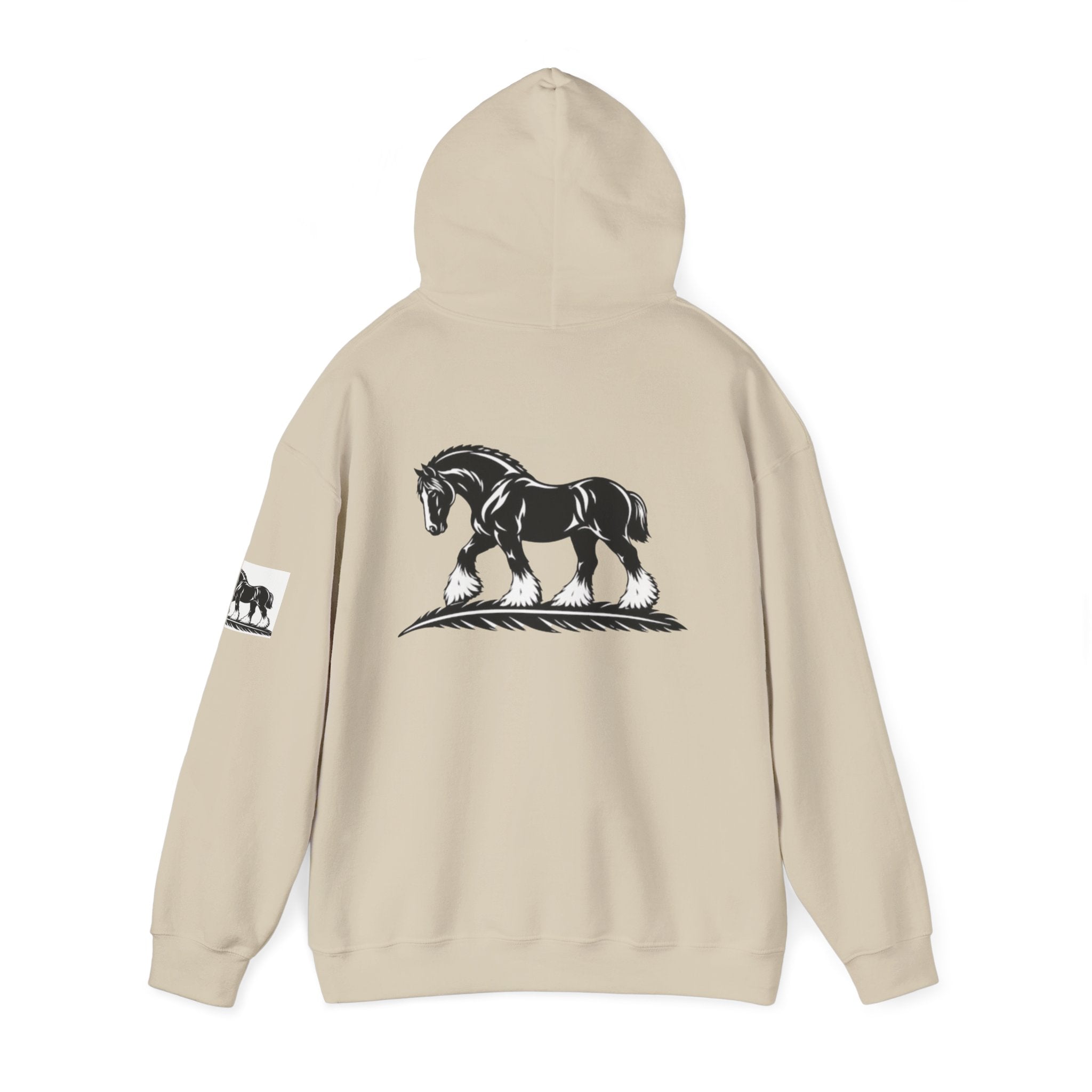 Elegant Shire Horse Silhouette Hoodie — Black Equestrian Graphic Sweatshirt