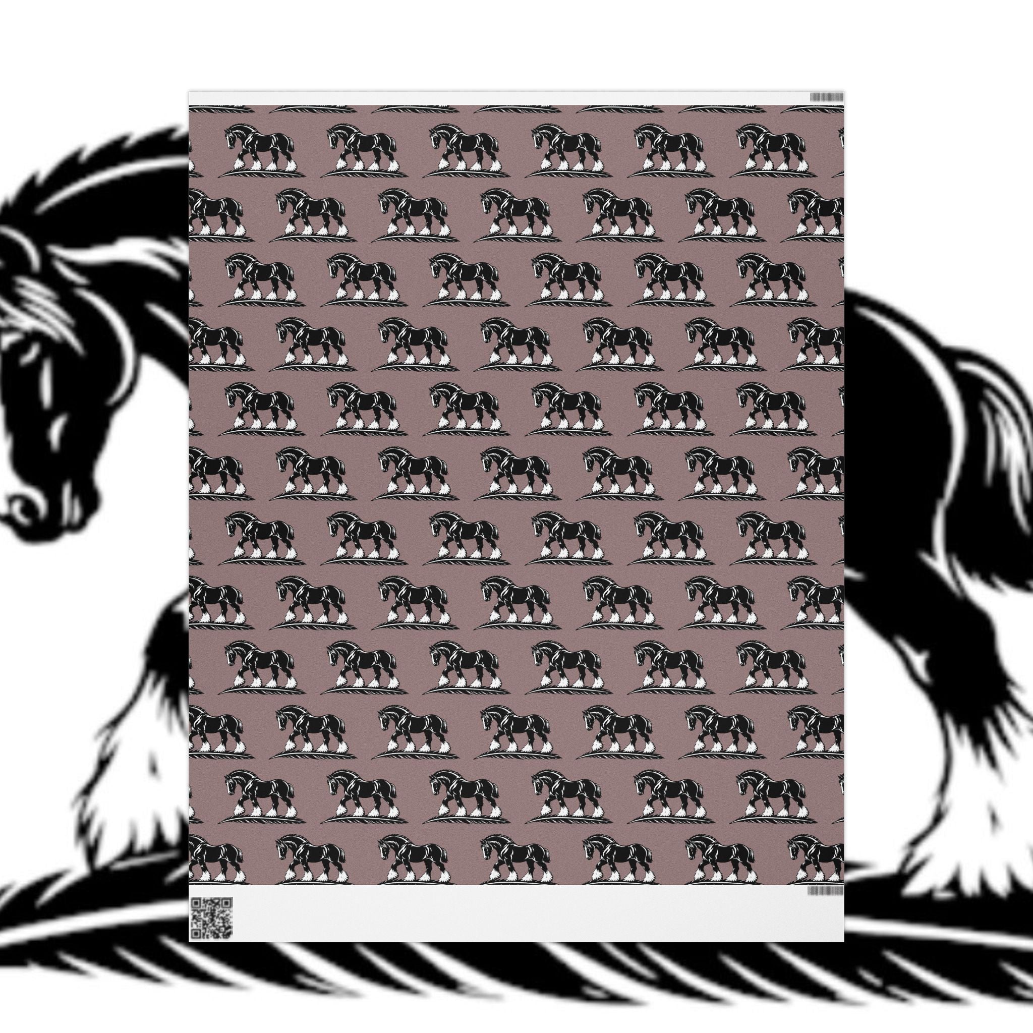 Horse Pattern Wrapping Paper – Vintage Mauve Equestrian Gift Wrap